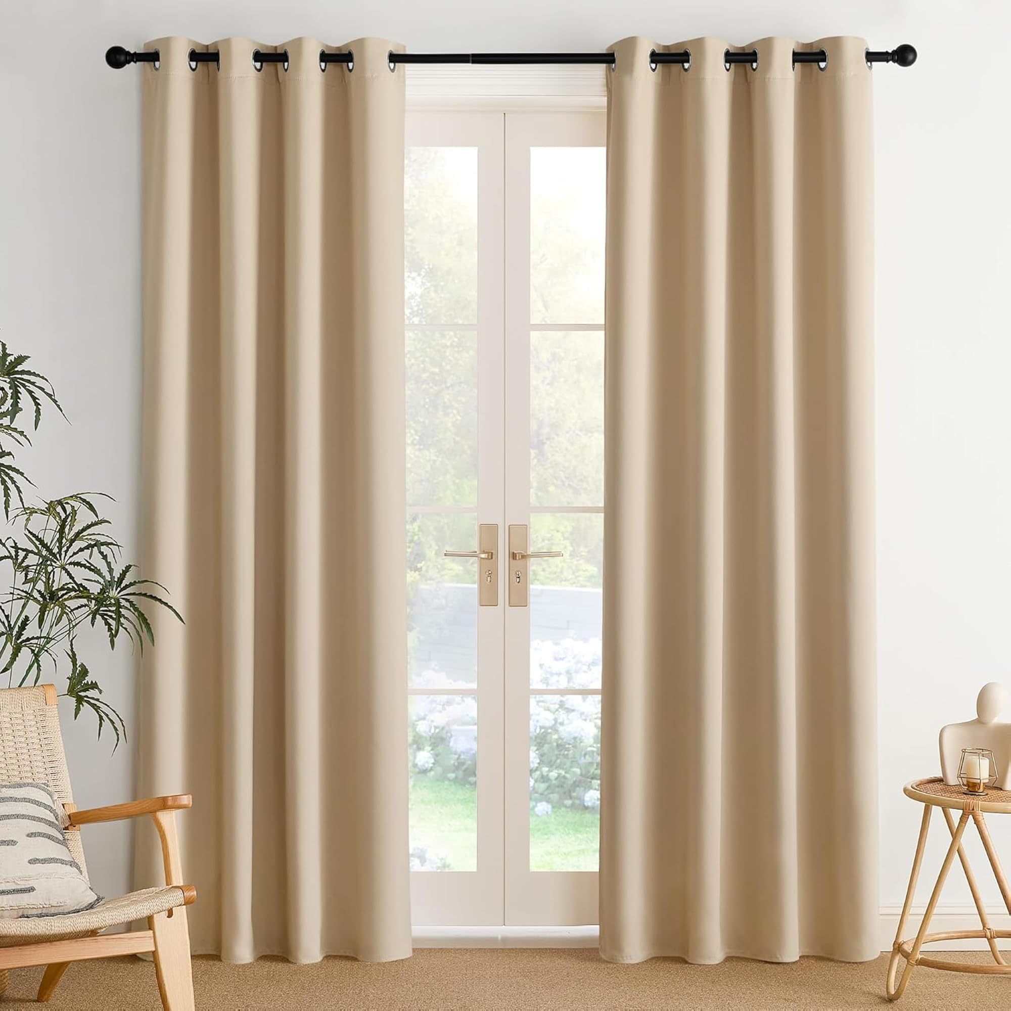 Blackout Solid Curtains for Long Door, Premium Polyester Fabric, 85% Blackout