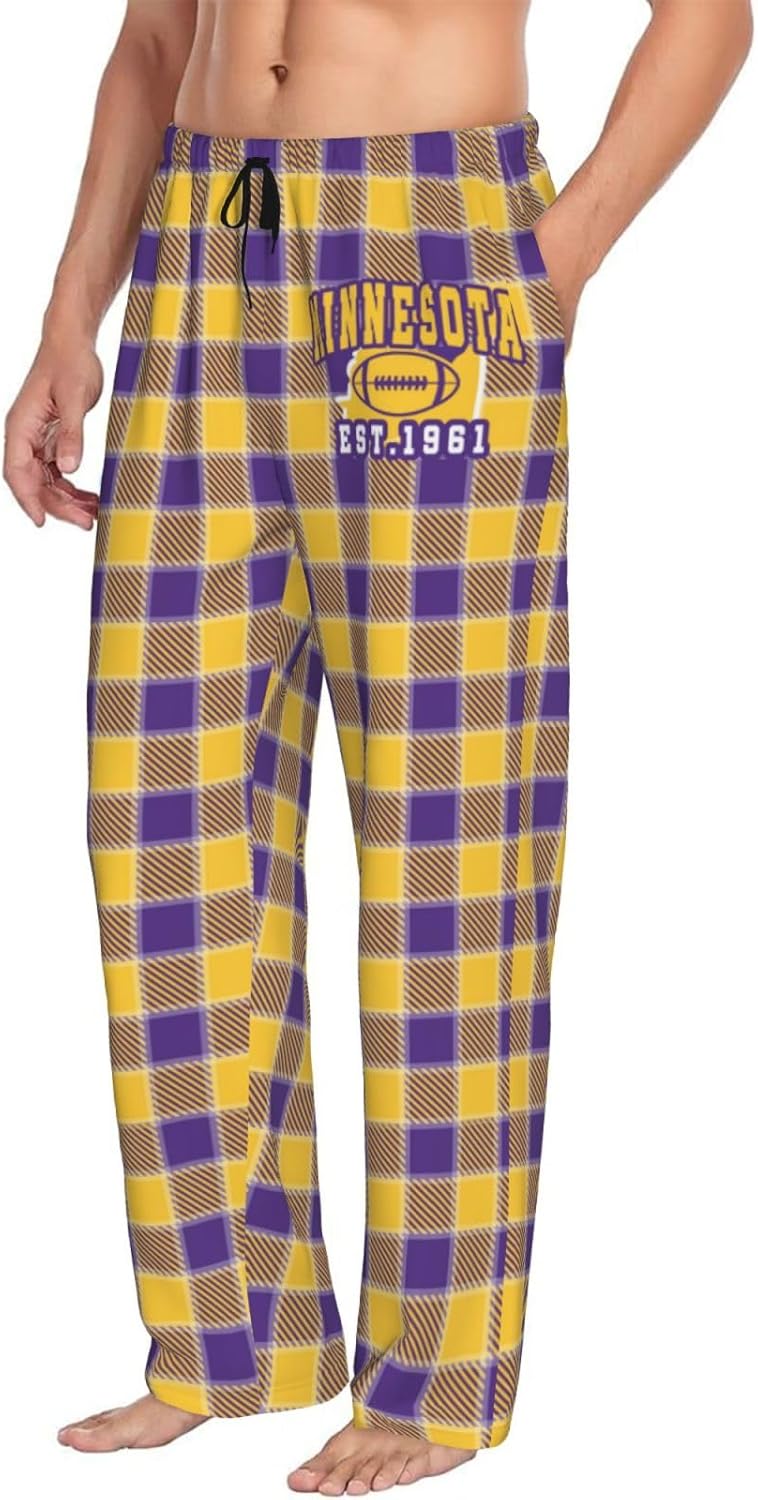 Men's Pajama Pants Comfy Lightweight Plaid Drawstring Pajama Lounge Sleep Pants with Pockets - Image 2