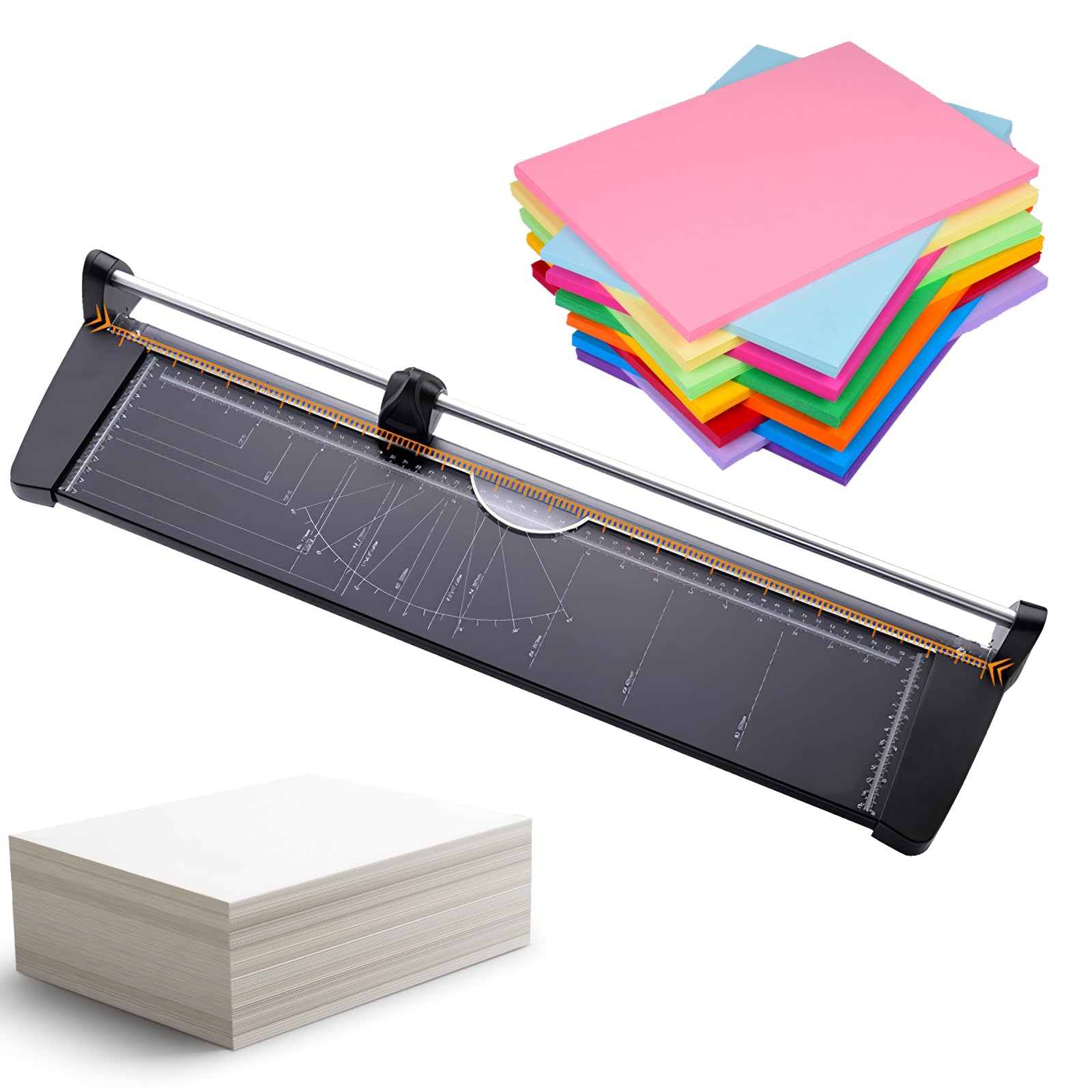A2 Manual Paper Cutter - 60Cm Wide Heavy Duty Guillotine Trimmer, Durable Metal Base | Precision 1Mm Cutting (10 Sheets) | Automatic Paper Press | Non-slip Feet | for Kraft Paper, Card Stock, Photos