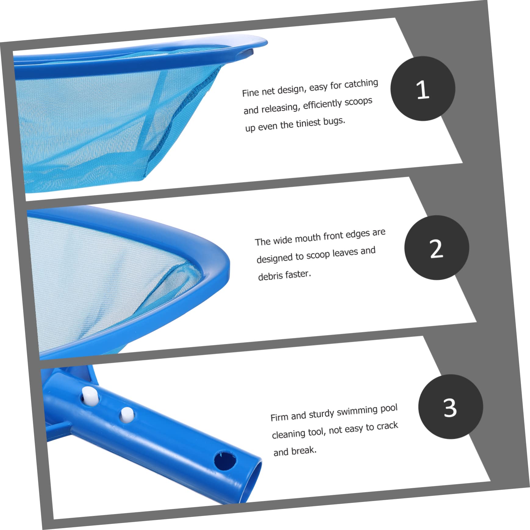 Toddmomy 3pièces Épuisette De Nettoyage pour Piscine avec Filet Ultra Fin Outil De Ramassage Débris pour Étangs Spas Et Pataugeoires Accessoire Pratique Et Corrosion