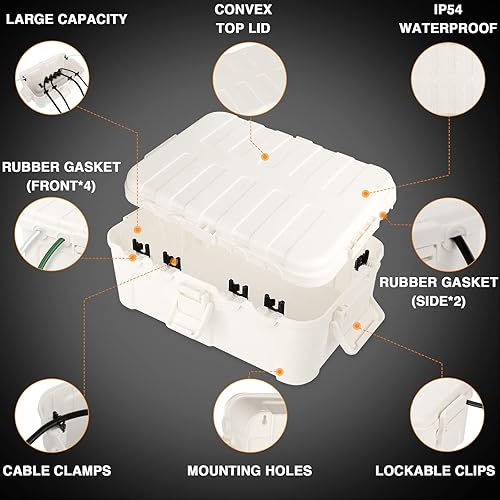 Miniatura 5 de Paquete de 3 cubiertas de seguridad para cable de extensión para exteriores con sello impermeable, caja eléctrica grande para exteriores, cubierta