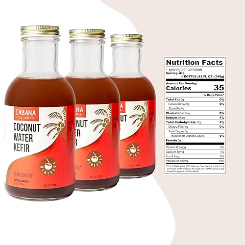 Miniatura 5 de Cabana Cultures - Kéfer probiótico de agua de coco, apoyo para la salud intestinal y la inmunidad, hidratación y electrolitos, vegano, bajo en