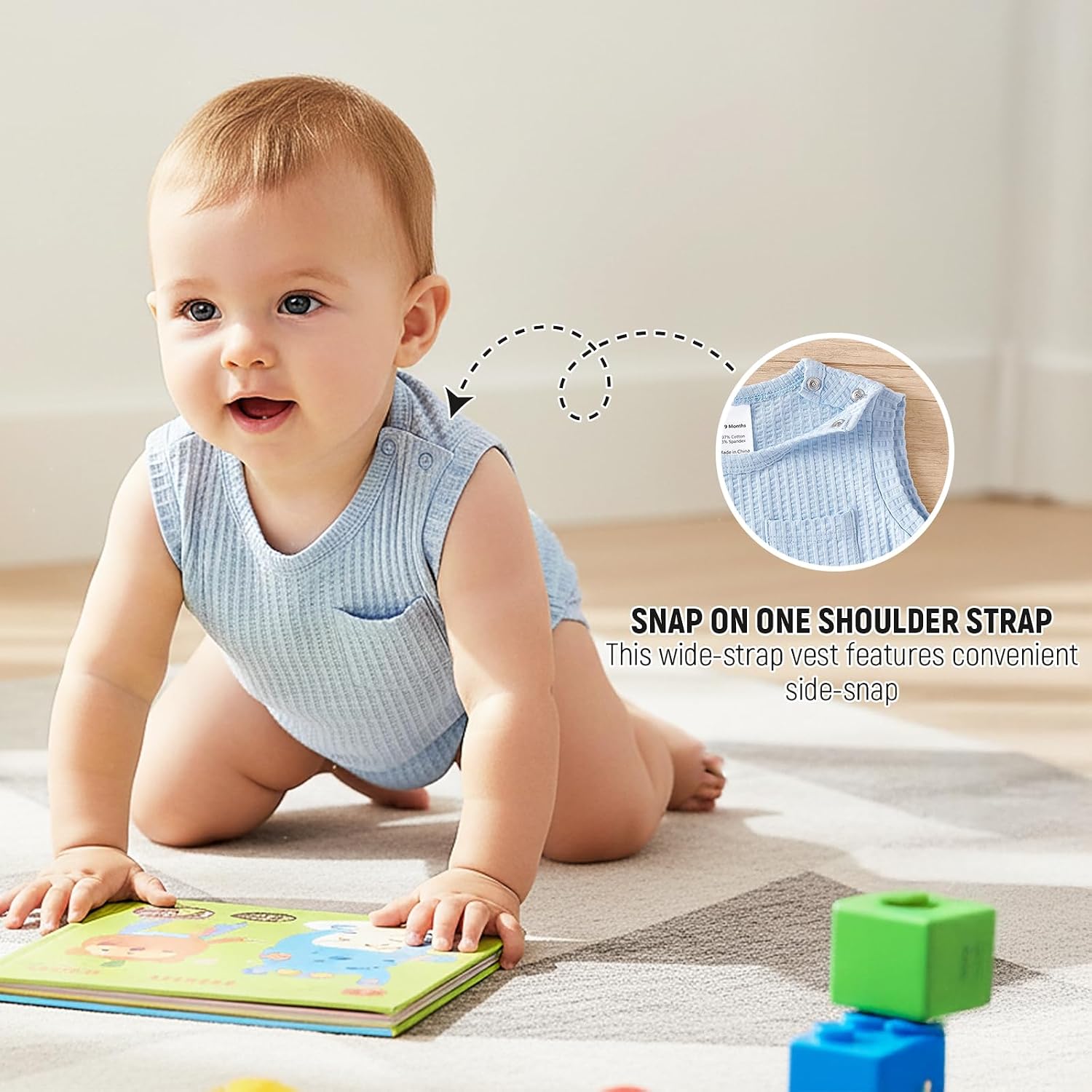 DEFAHN Baby Sleeveless Bodysuits 2 Pack Boy Girl Soft Ribbed Onsies Solid Romper Newborn Infant Summer Outfit 0-24 Months