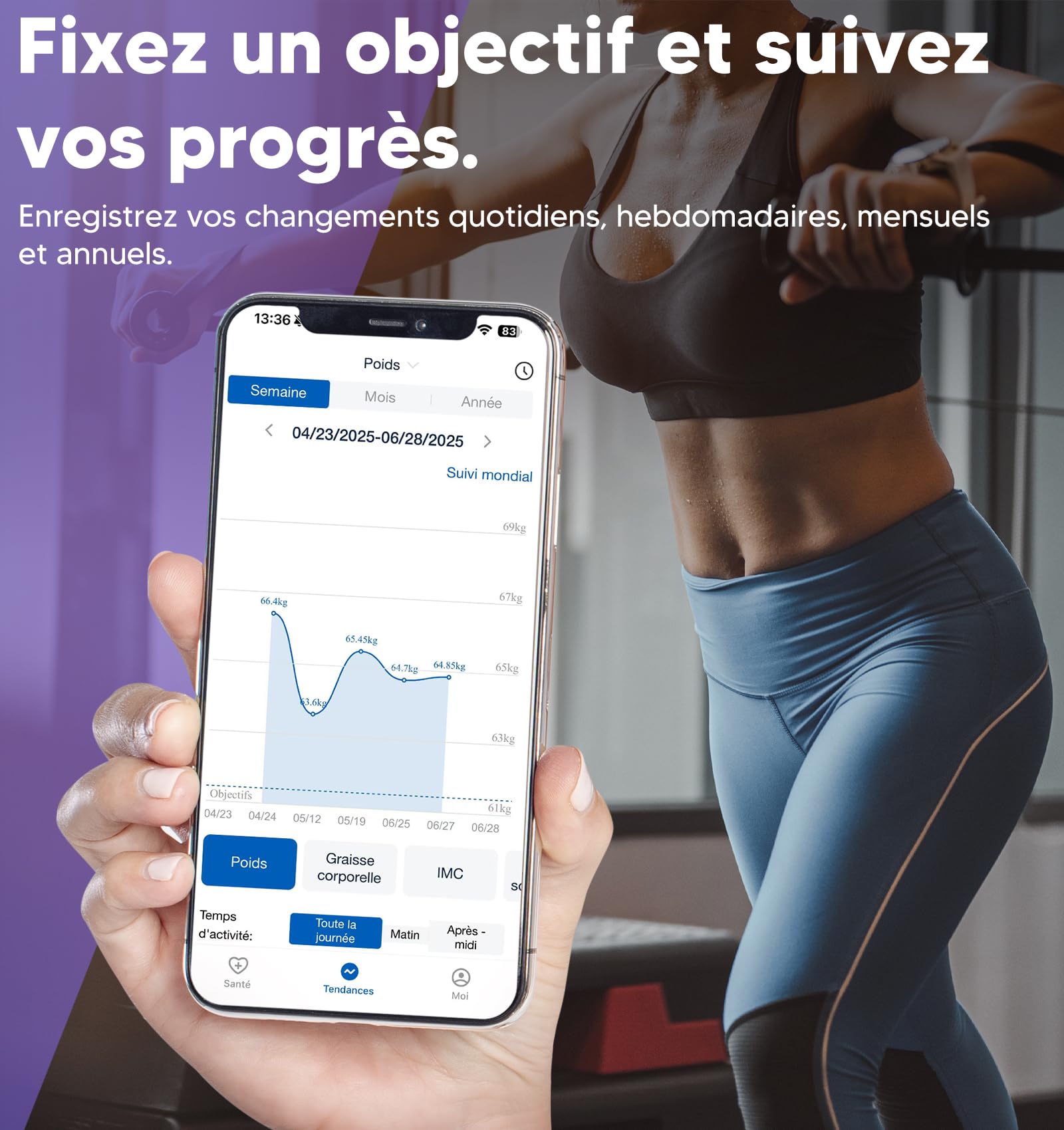 GE Connectée Balance Impédancemètre 8 Électrodes Pèse Personne 27 Mesures 180 kg/400 lb