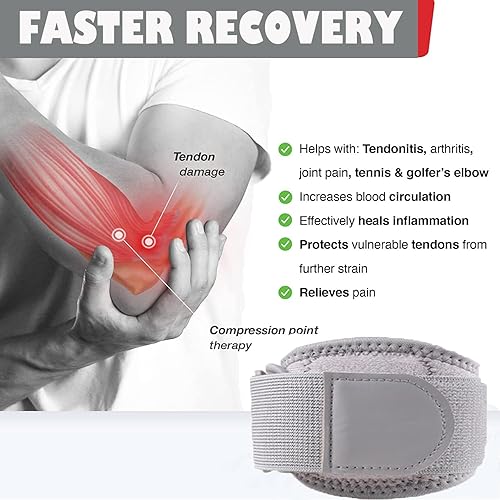 Miniatura 5 de Cinlitek Codera para tendinitis, alivio del dolor de codo de tenis y golfista, correa de apoyo para hombres y mujeres para levantamiento de pesas,
