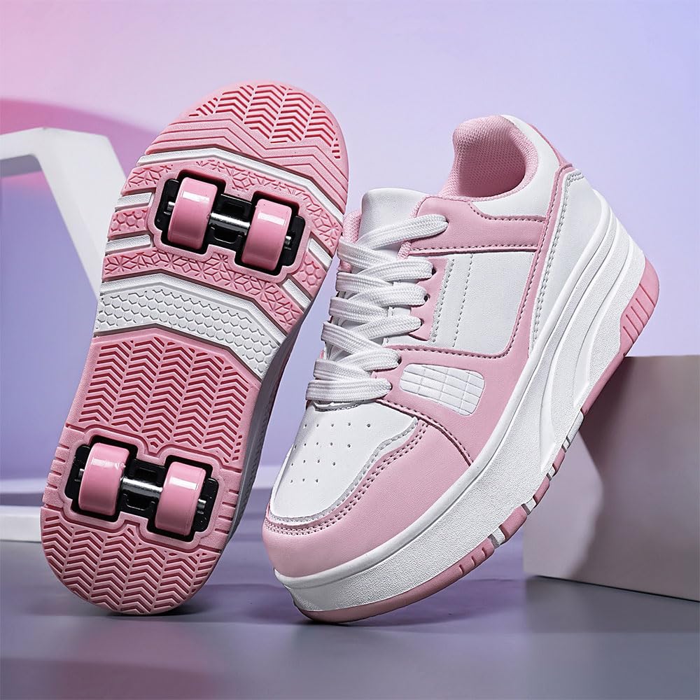 Hiseng Chaussure Roller pour Enfants - Basket à Roulette Garçon Fille - Chaussures Roues pour Adolescents - Extérieur 29-40EU
