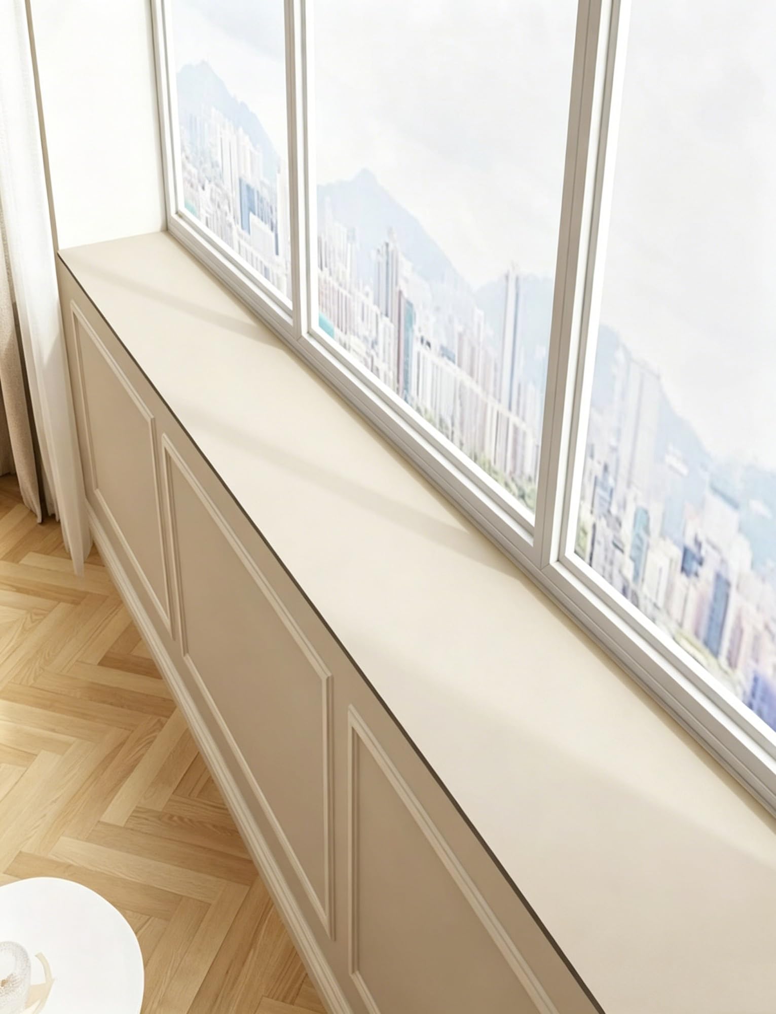 Protection de rebord de fenêtre absorbant haut de gamme beige découpable pour baie vitrée
