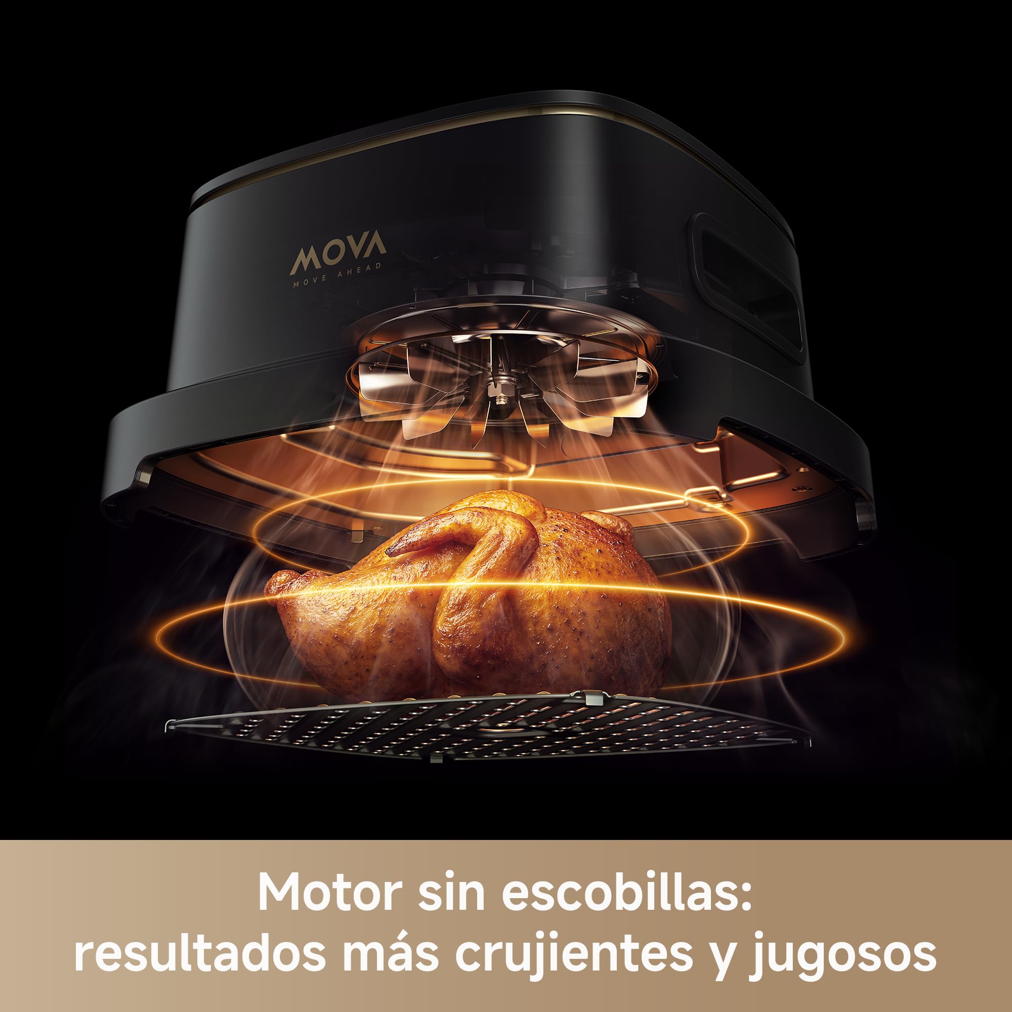 MOVA Aeroglass AF20 Pro Freidora De Aire Sin Aceite interior vidrio transparente, doble capacidad 4L+2,5L, recipiente vidrio, motor sin escobillas, 8 recetas inteligentes, control 40℃-185℃.