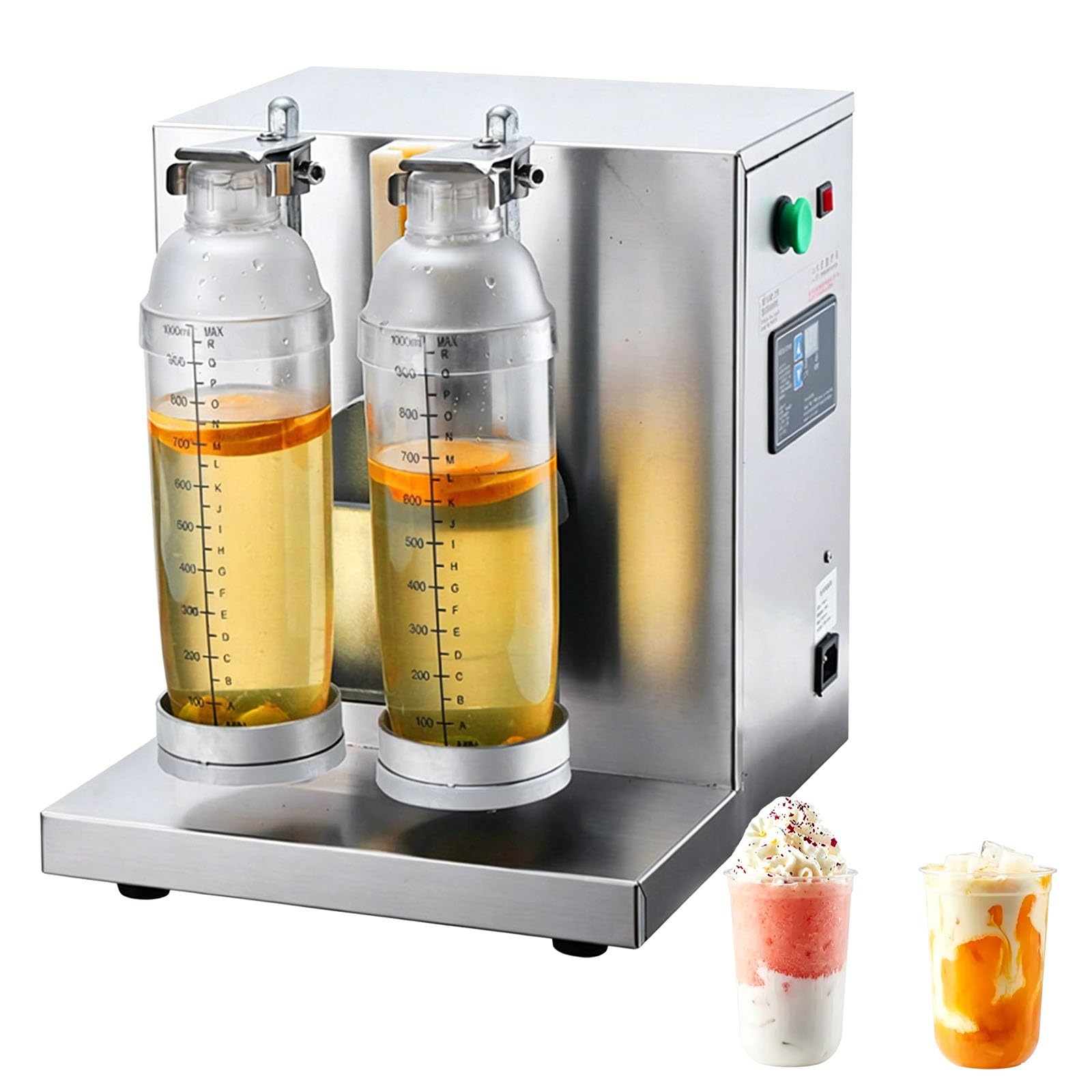 Coctelera Boba de burbujas eléctrica de doble cabezal de 120W, acero inoxidable, temporizador ajustable, 340RPM, for mezclar bebidas comerciales