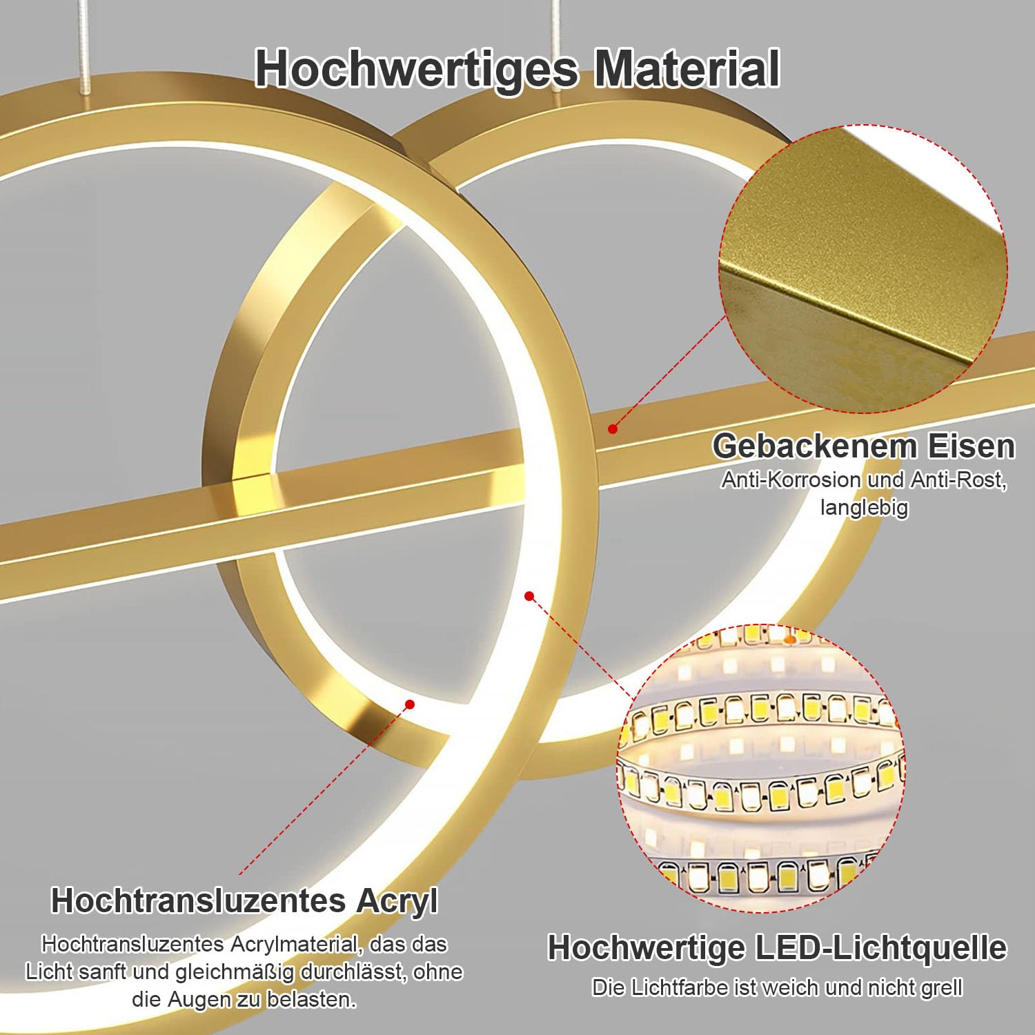 WHLL Lampe Suspension Luminaire Cuisine Moderne LED Lustre Cuisine Dimmable Hauteur Reglable Lustre Salle à Manger avec Telecommande 100CM Doré Style 1