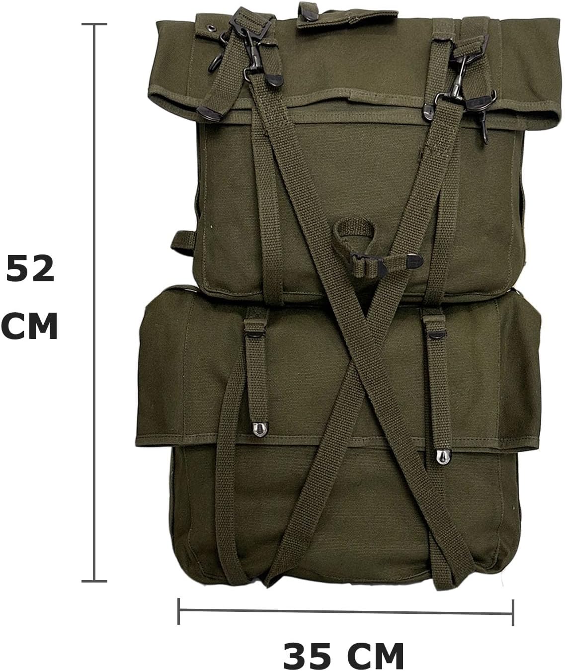 WW2 M-1944 Backpack Combat Haversack Cargo Pack Vintage Olive Large Capacity Canvas Hiking Rucksack WWII US Field Bag