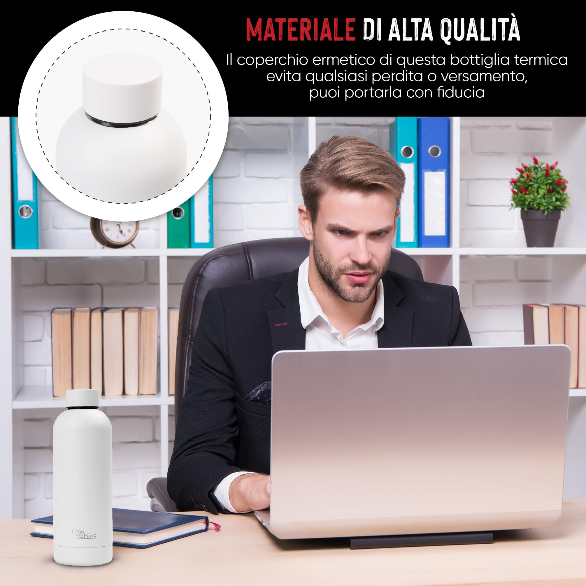 Borraccia Termica Otto Koning 500ml - Mantiene Bevande Calde 12h E Fredde 24h, Senza BPA - Foto 4