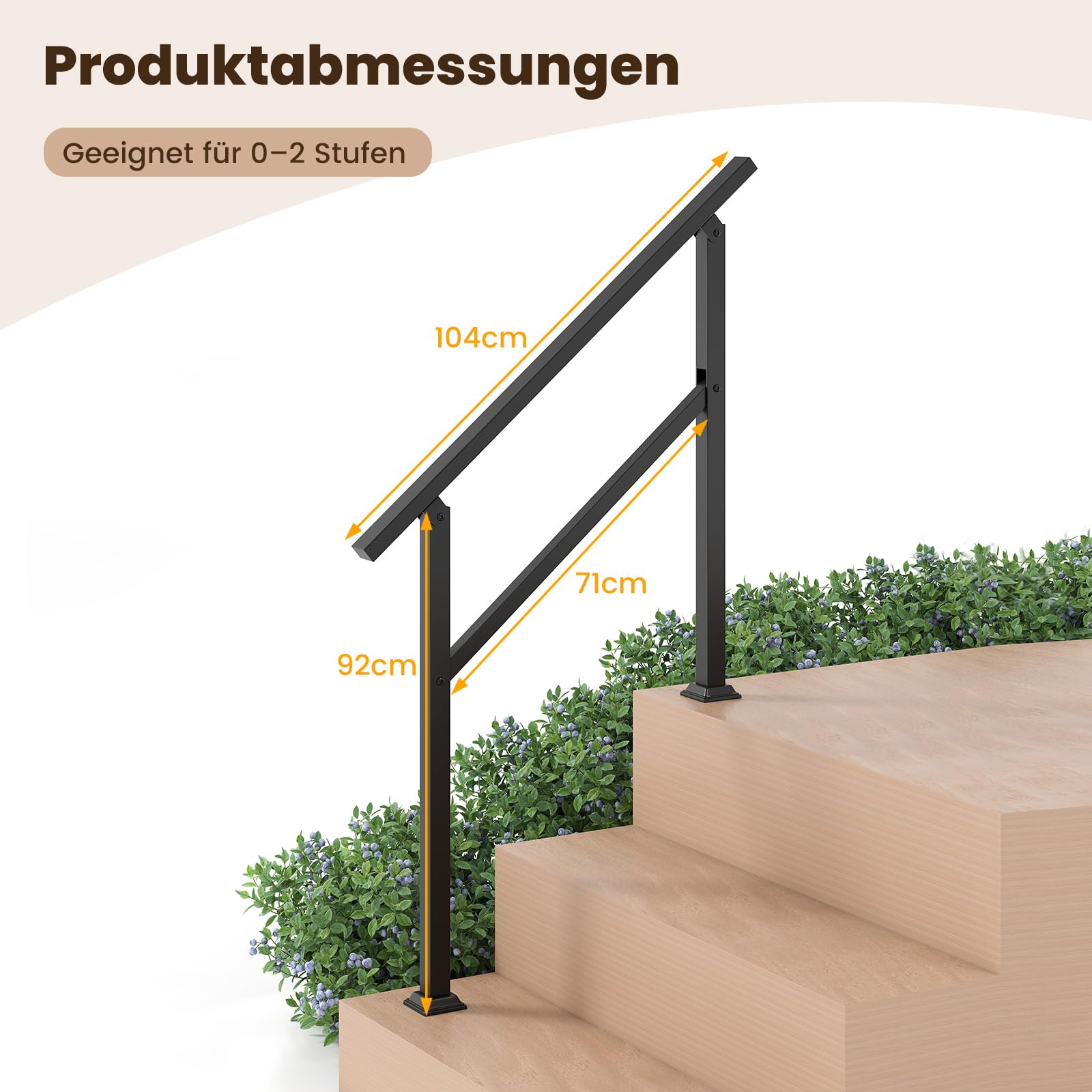 COSTWAY Handlauf Treppengeländer Seitliche Montage flexibler Winkelverstellung 104 cm