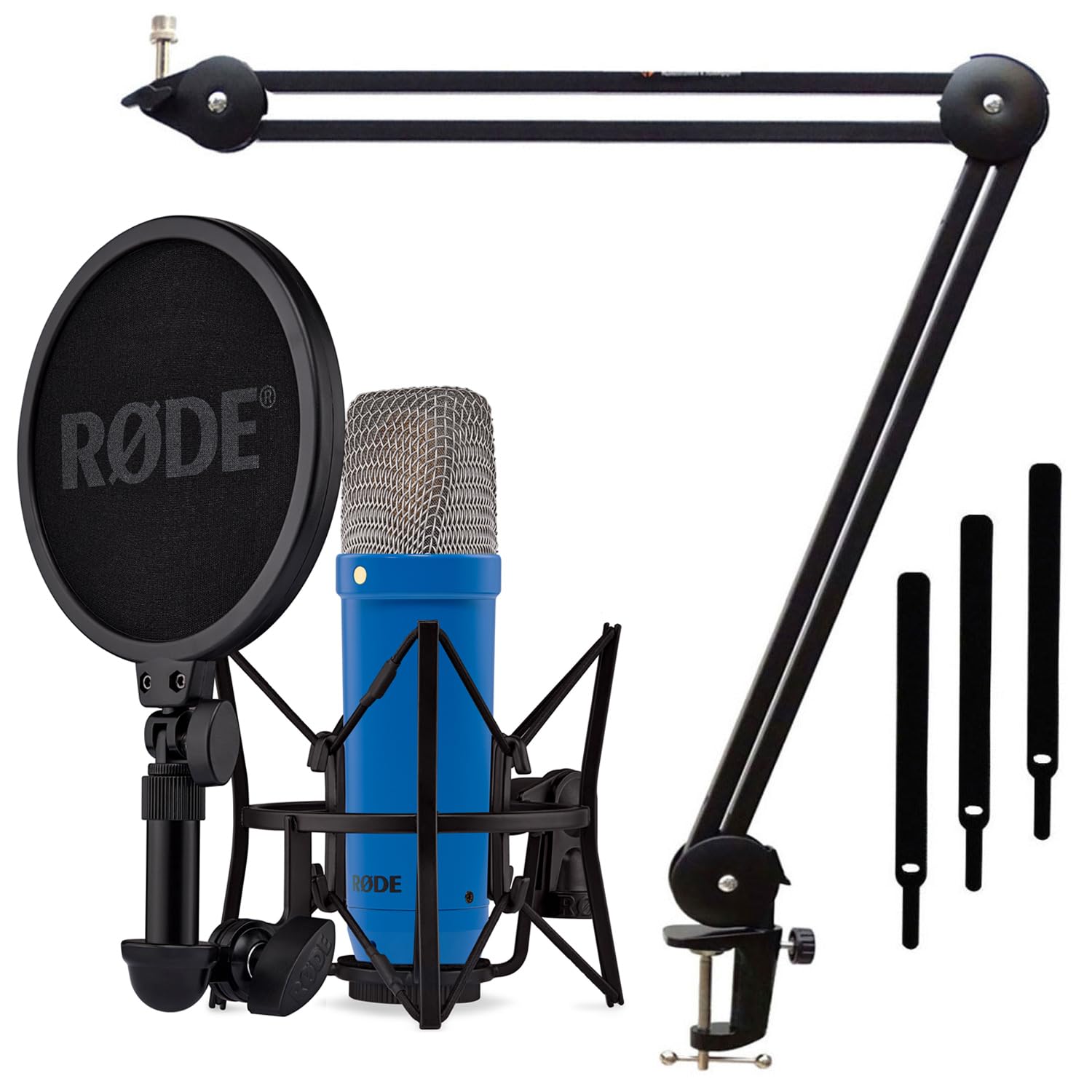 Rode NT1 Signature Cobalt Studio-Mikrofon Kobaltblau mit keepdrum MS138 Gelenkarm-Stativ Schwarz