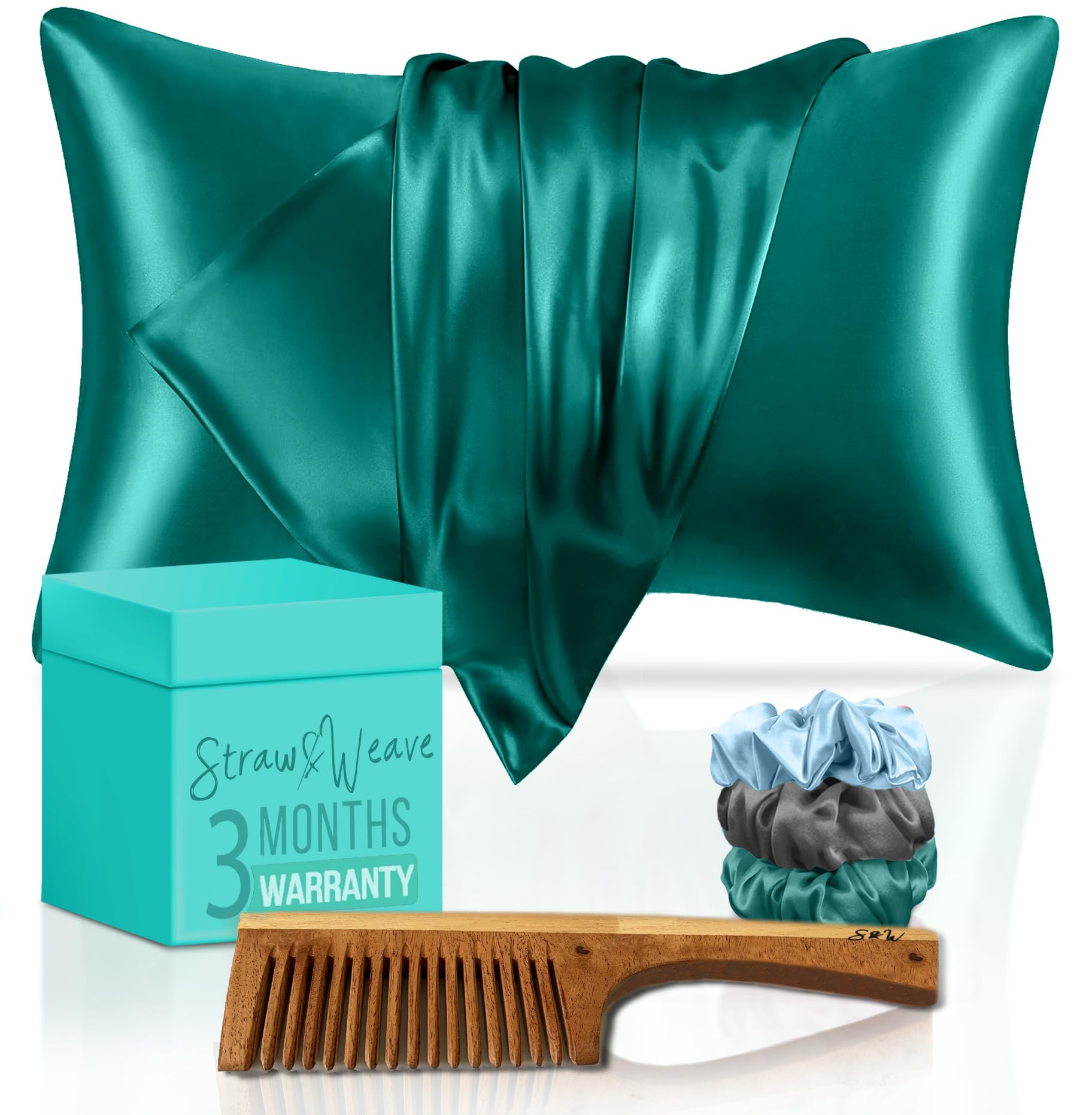 Satin Pillow Cover for Hair and Skin | 3 Months Warranty | with 2 Silk Pillow Cover & 3 Satin Scrunchies for Women (B0D1SCFHZB) Amazon Price History, Amazon Price Tracker
