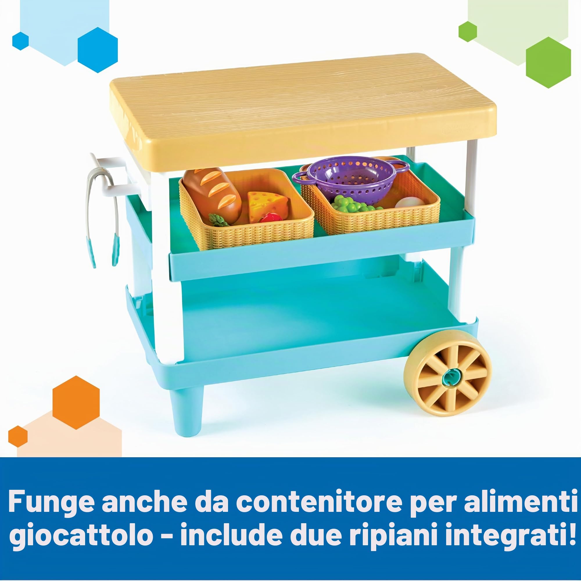Learning Resources New Sprouts Cucina Prepara e Conserva, età 2+, Accessori da Cucina Giocattolo con 6 Pezzi di Alimenti Inclusi
