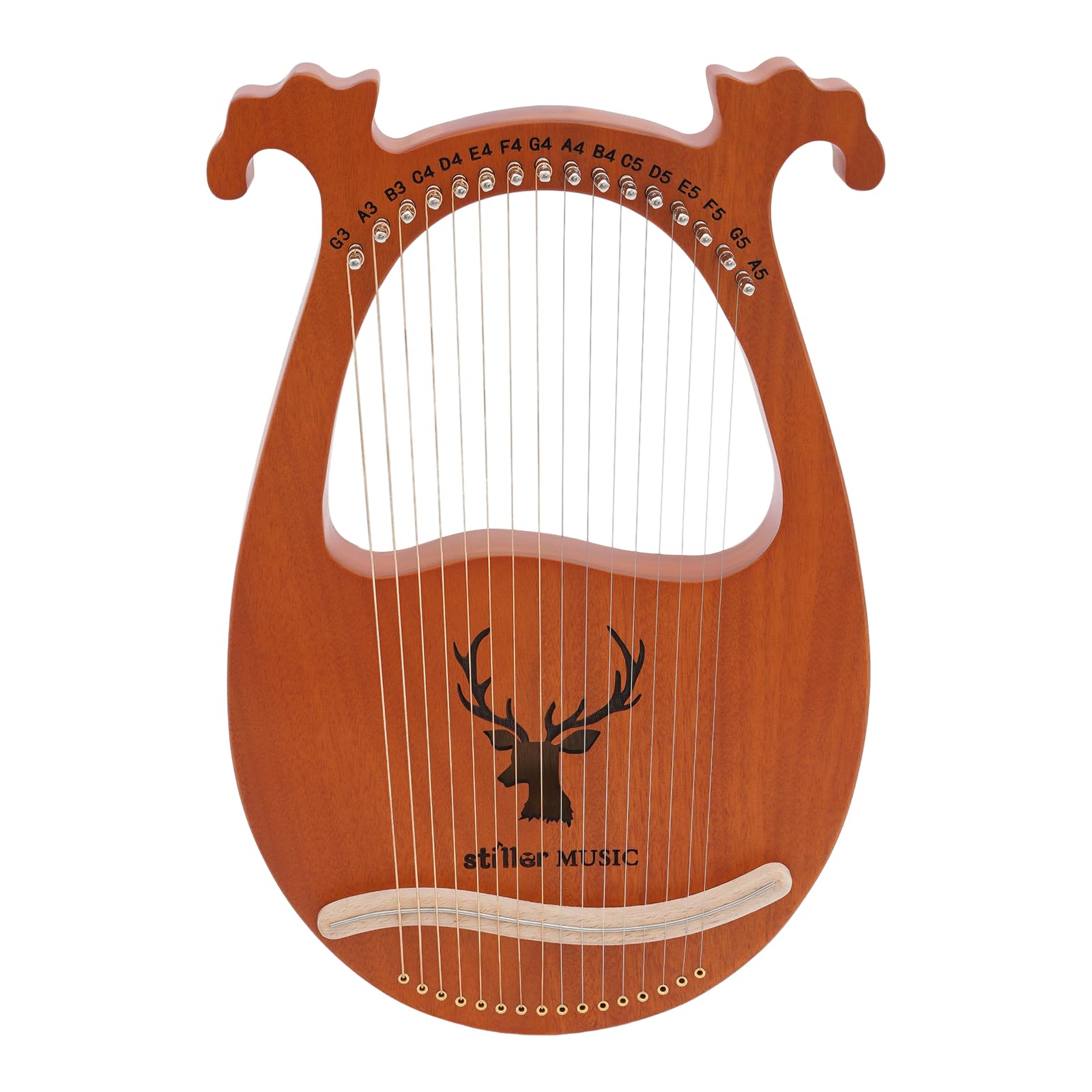 Lyre Harp Harpe 16 Cordes Métal Lyra Harfen Piano à Pouce en Acajou Massif avec Touches d'accordage Paddles pour Enfants et Adultes - Cadeau original Couleur bois d'origine, GKCFGJT-489