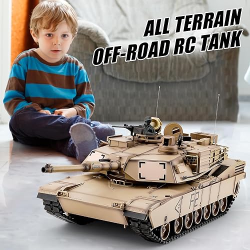 Miniatura 6 de Heng Long RC Tank 1/16 Escala 2.4GHz US M1A2 Abrams Army Tank Model, tanques de control remoto con sonido y luz, tanque militar RC todo terreno