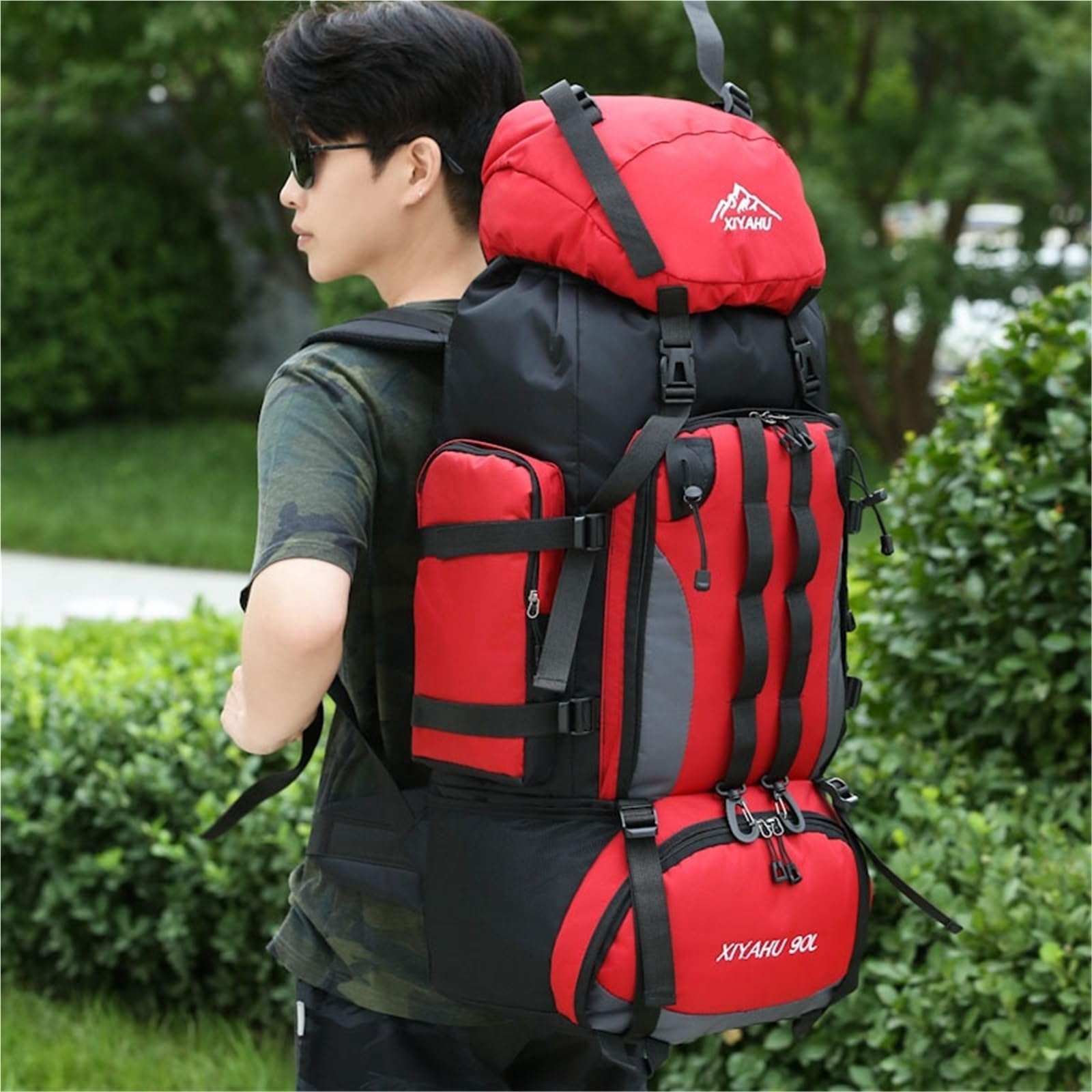 90L piesze wycieczki plecak kempingowy torba trekkingowa plecak o dużej pojemności podróżny sprzęt sportowy na świeżym powietrzu dla mężczyzn(Black)