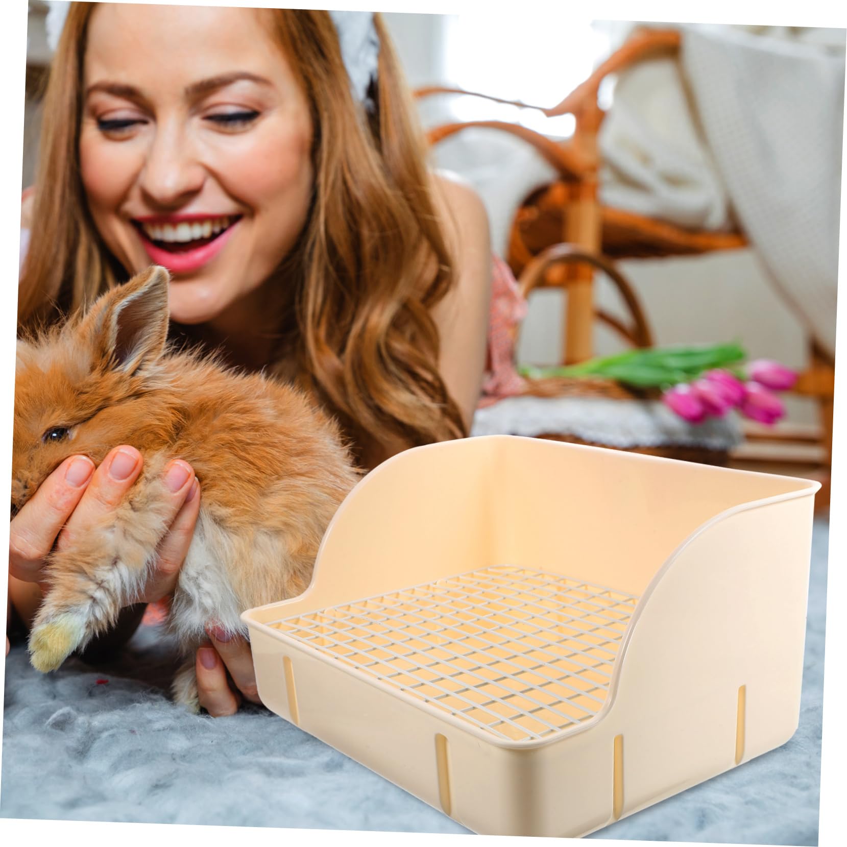 DOITOOL Vassoio per Lettiera per Conigli Addestramento Bunny Design Angolare Facile Base Antispruzzo