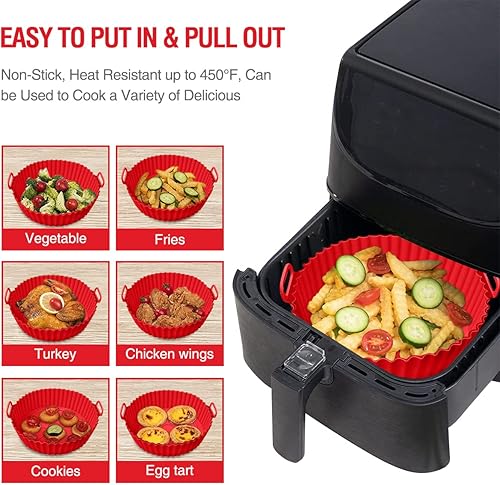 Miniatura 5 de 2 cestas de silicona para freidora de aire para 3 a 63 cuartos de galón tazón de silicona para freidora de aire reemplazo del papel de pergamino