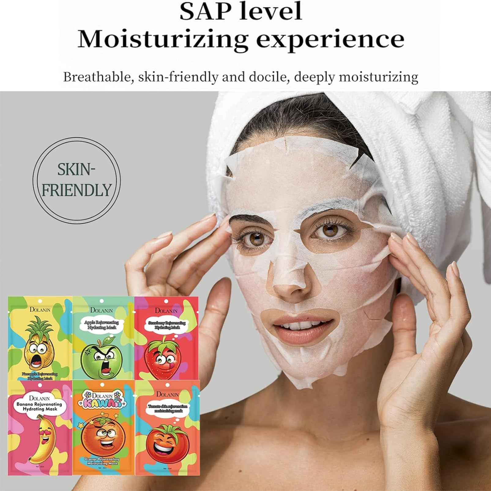 Face Masks Skincare- 6 Sheet Face Mask Moisturizing And Smoothing-Fruit Face Mask Gift Set Improve Dullness & Brighten-Sheet Face Mask Gifts For Teenage Girls for All Skin Types 6Pcs - Image 3