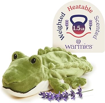 warmies Microwavable & Weighted Stuffed Animals, Alligator - Soothing Microwave Heating Pad - Lavender Scented Plush Comfort - Cooling & Warming Stuffed Animal for Boys, Girls, Babies & Toddlers