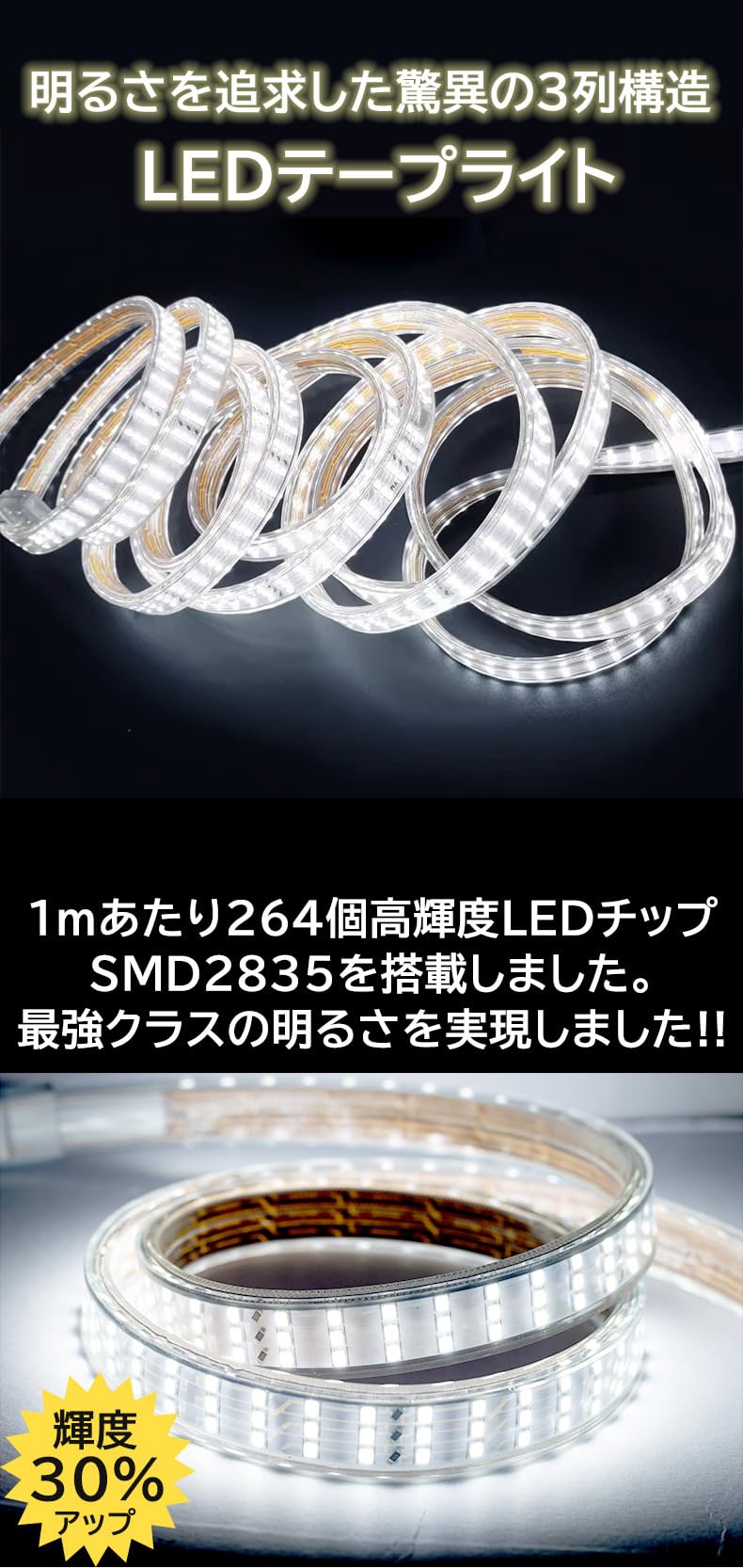Amazon.co.jp: 究極爆光三列 ledテープライト ledテープ BANNAI 100V
