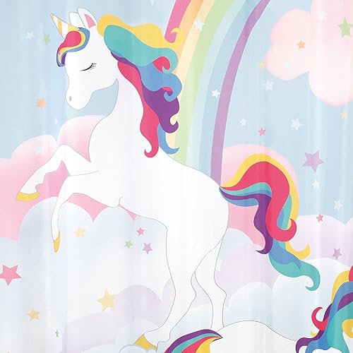 Miniatura 9 de Colección de baño de unicornio y arco iris de 5 piezas cortina de ducha dispensador de jabón soporte para cepillo de dientes vaso y papelera de