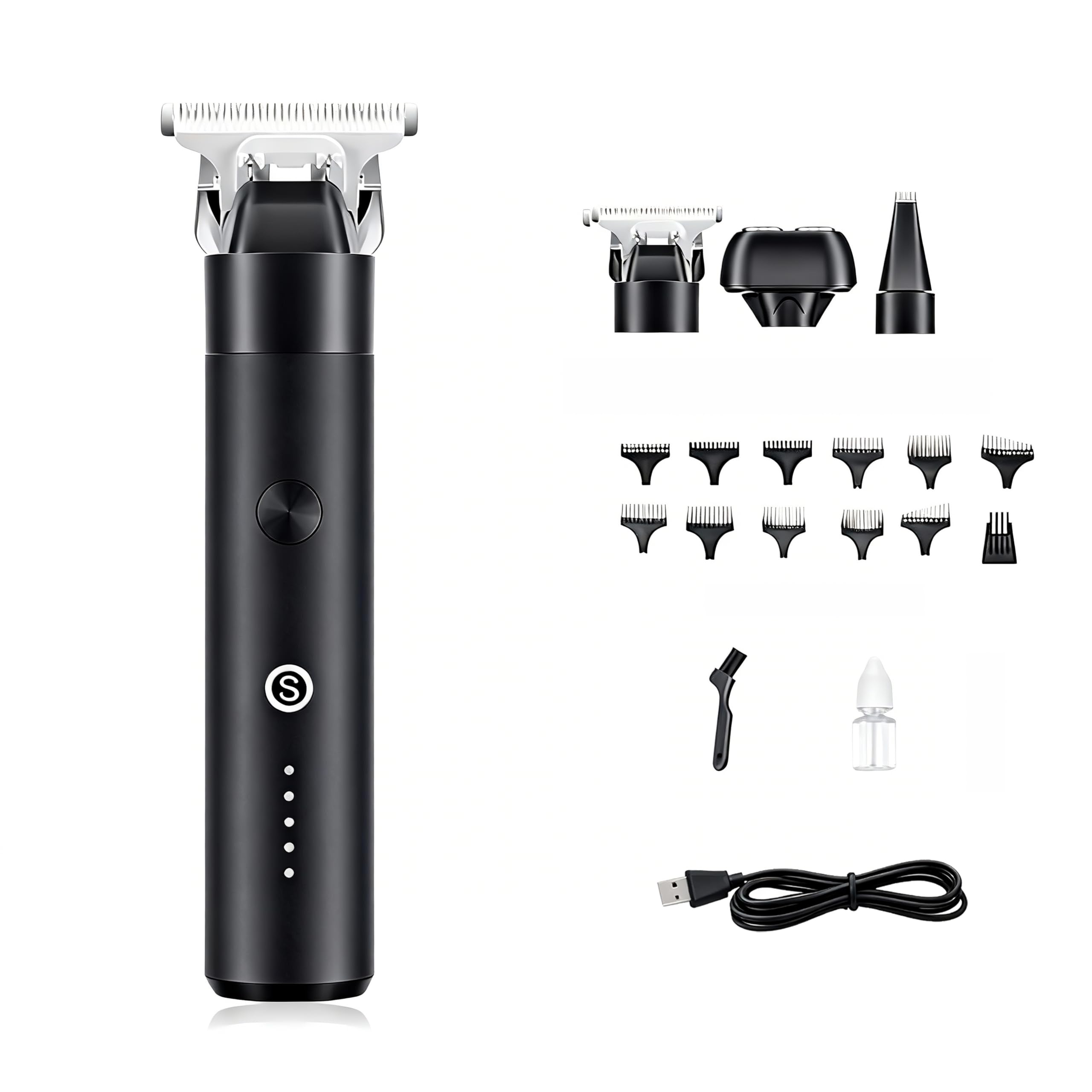 Beard Trimmer for Men - Portable ＆ Metal Body，Electric Razor Shaver - IPX7 Waterproof Strong Power，3 in 1 Cordless Hair Clipper Trimmers Set for Beard Hair Body Face，Gifts for Men (V53)