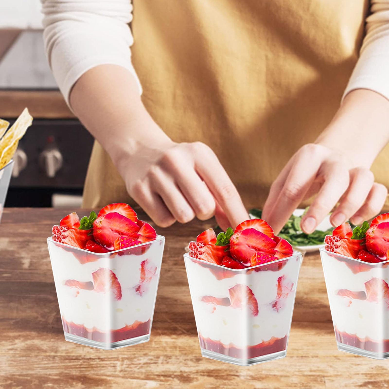 50 Tasses à Dessert Transparentes 200ml Avec Cuillères - Gobelets Réutilisables Pour Pudding, Glace