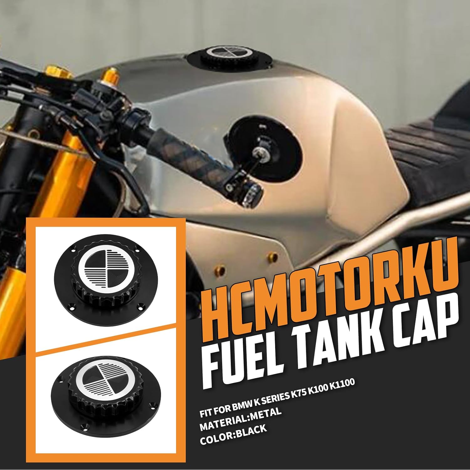 Motorcycle Gas Cap Fuel Tank Cover Aluminum Oil Cap Fit for K Series K75 K100 K1100 (Black B)