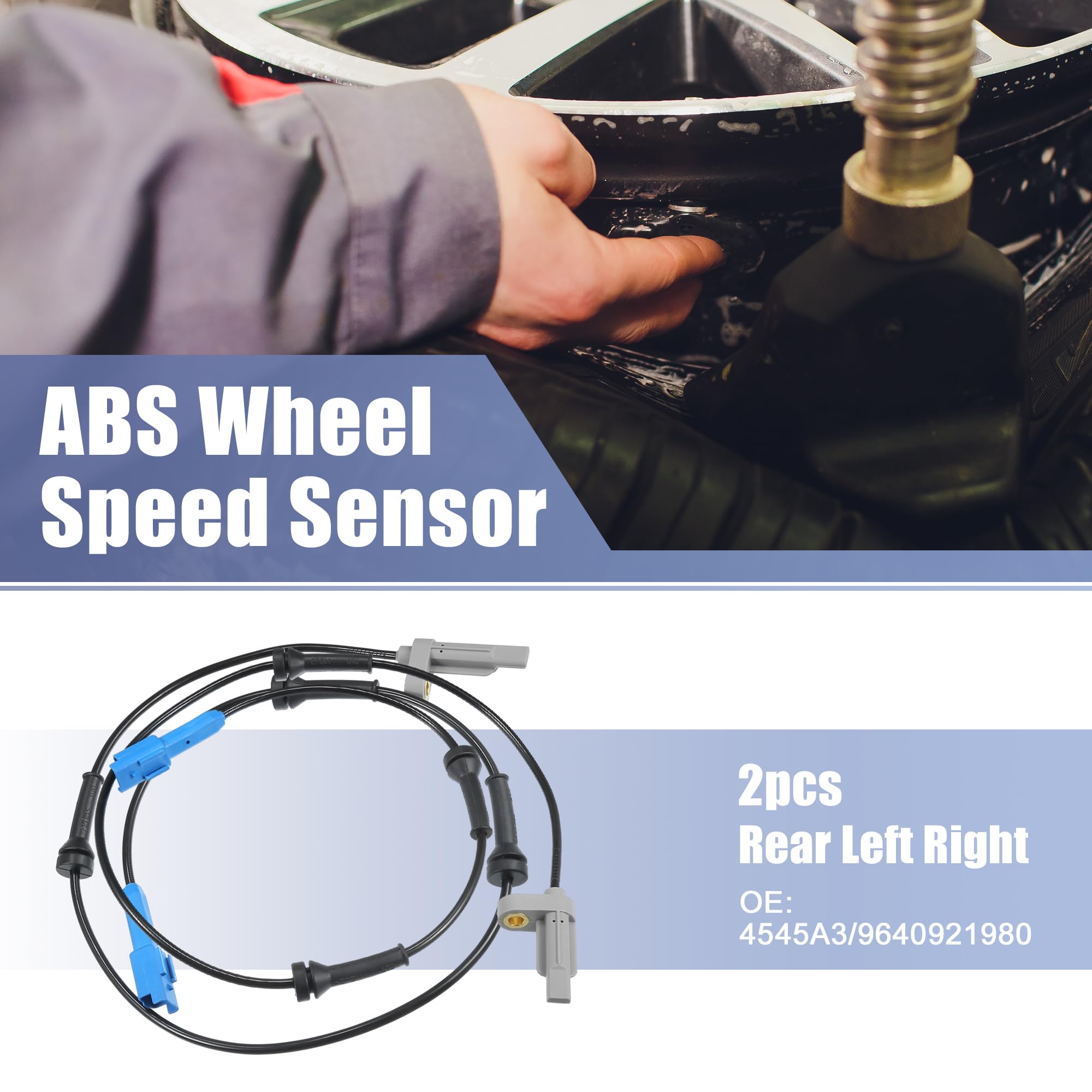 QUARKZMAN ABS Raddrehzahlsensor Für Peugeot 206 2A/C 1998-2019 2 Stück | Schwarz, Material Kunststoff Metall, Gesamtlänge 94cm, OE-Nr. 4545A3/9640921980, Für Peugeot 206 CC 00-08 Cabriolet