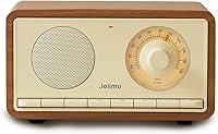 JoiiMu Vintage Wooden Bluetooth FM Radio Speaker, 10W Rechargeable Portable Retro Radio for Home Office Kitchen