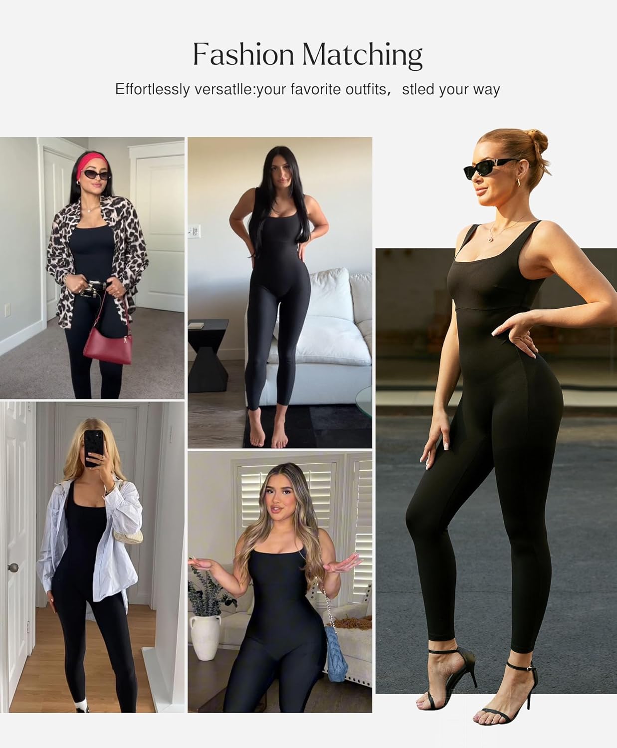 Popilush Shapewear Jumpsuits for Women Built-in Bra Tummy Control Bodysuit Square Neck Sport Romper Summer Outfit - Image 6