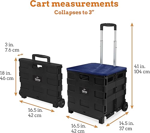 Miniatura 2 de Inspired Living - Carrito utilitario Pack-N-Roll, plegable, ultrafino, 2 ruedas, tapa asiento, hasta 250 libras, mango telescópico, fuerte, para