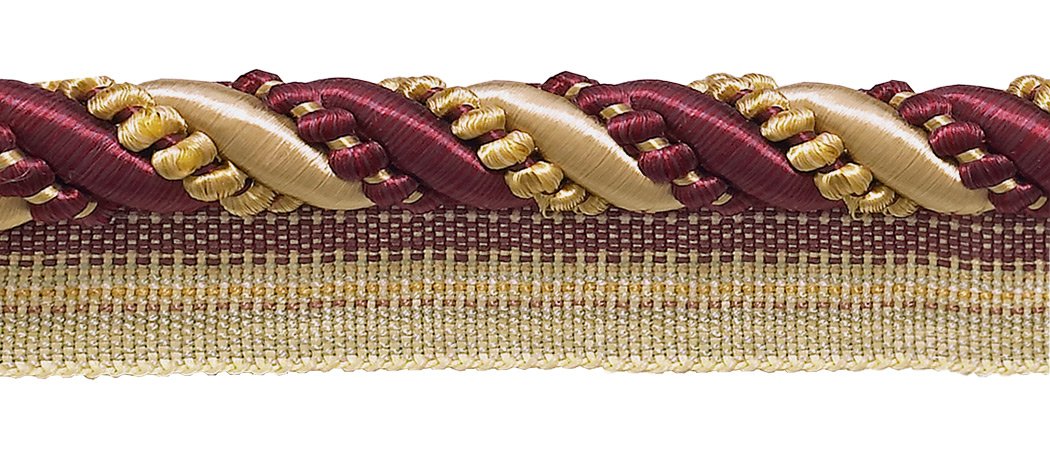 Cordon passepoil Imperial II bicolore taupe et vin en rouleau de 24,7 mètres