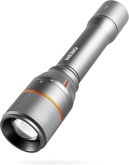 NEBO Davinci 3500 Lumens | Black LED Rechargeable Flashlight | 21700 Battery with Power Bank