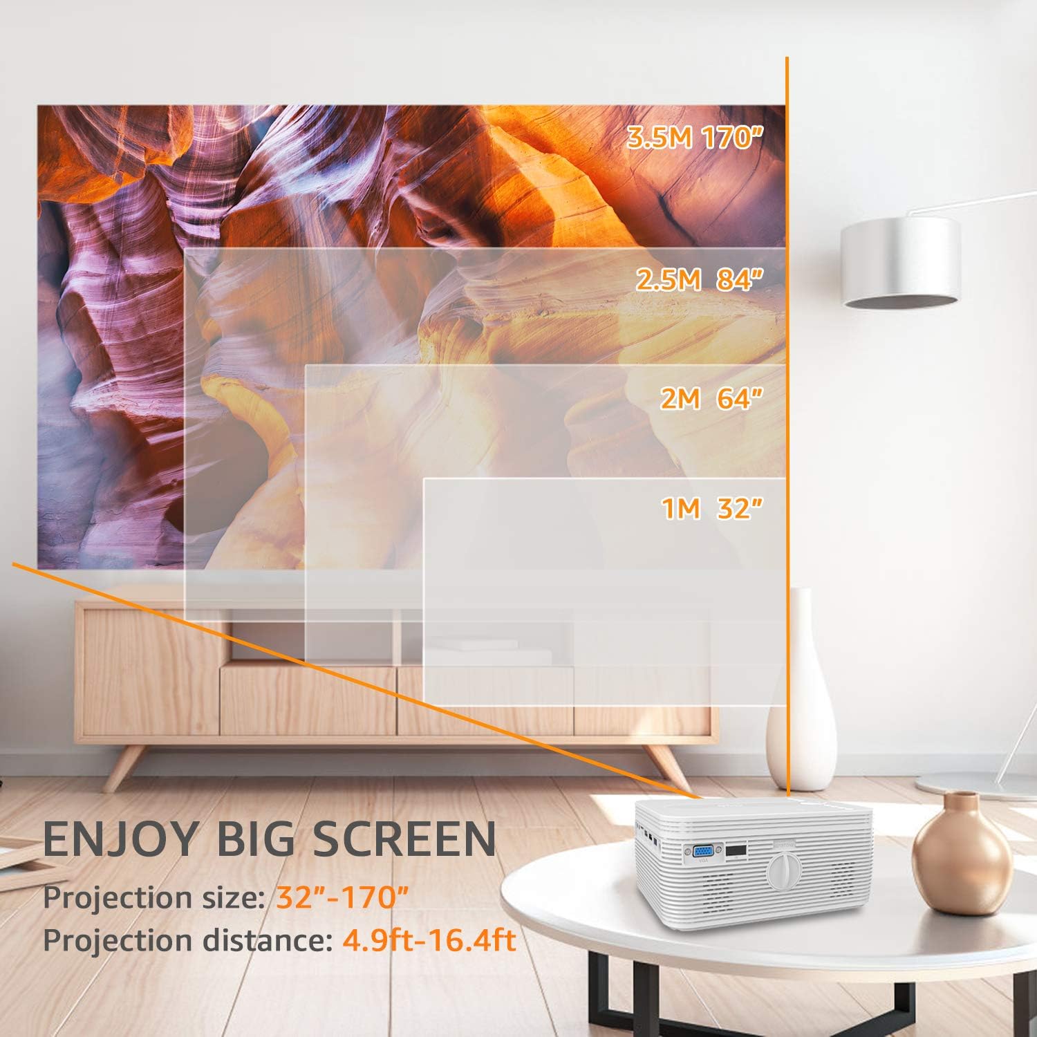 BIGASUO [2021 Upgrade] HD Bluetooth Projector Built in DVD Player, Mini Video Projector 1080P Supported Compatible with TV/HDMI/VGA/AV/USB/TF SD Card, Portable Outdoor Movie Projector : Electronics