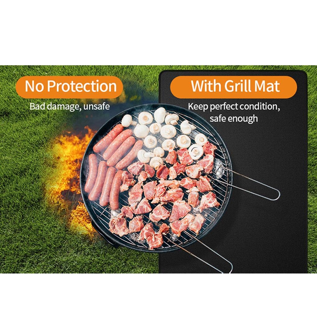 Tapis de Ignifuge pour terrasse, Tapis Polyvalent pour la Cuisine en extérieur, de Gril rectangulaire en Silicone à 3 Couches, 102 * 152CM