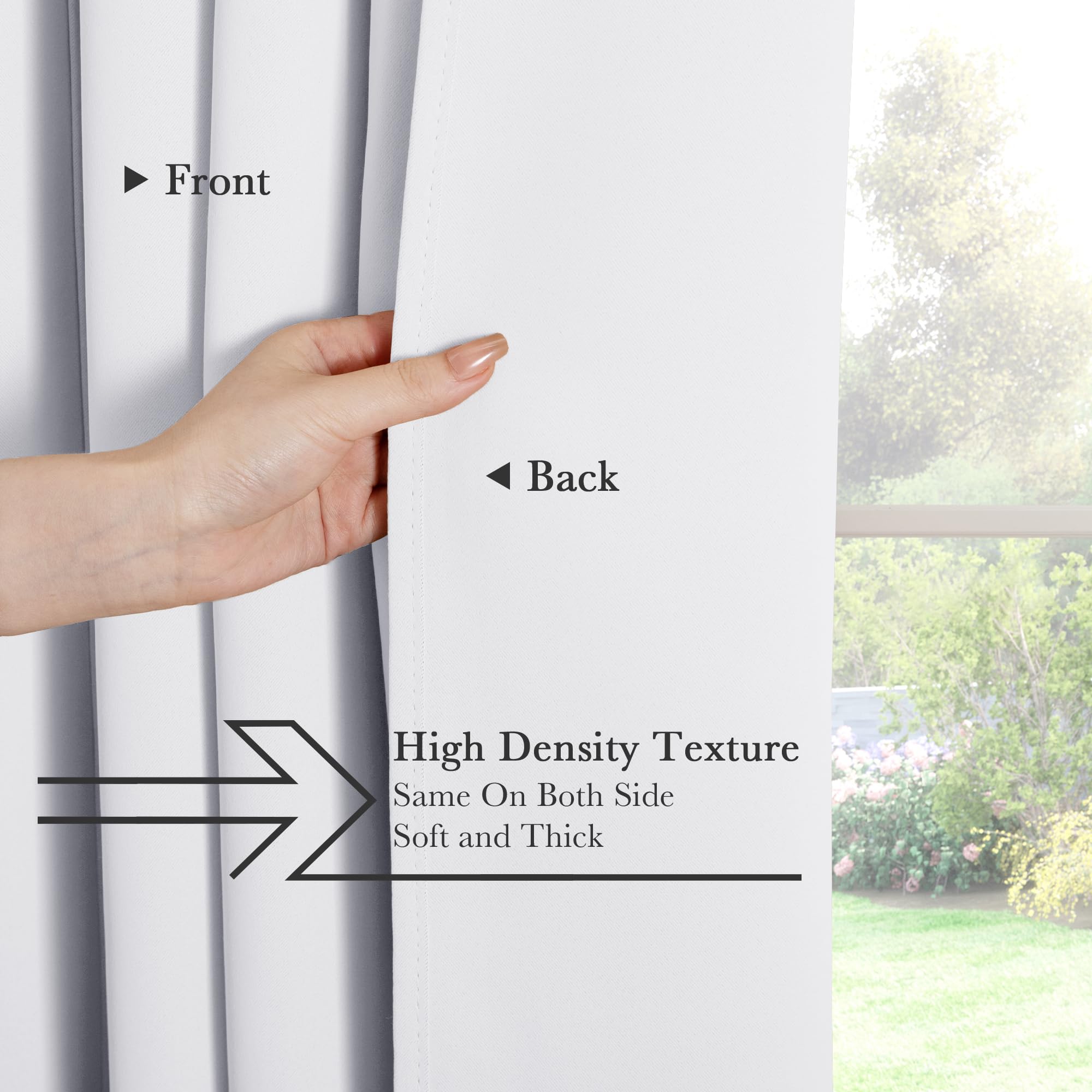 PONY DANCE Rideaux occultants avec passe-tringle et languette arrière pour chambre à coucher – Isolation thermique, 177,8 x 213,4 cm, 2 panneaux de rideaux de fenêtre, blanc pur
