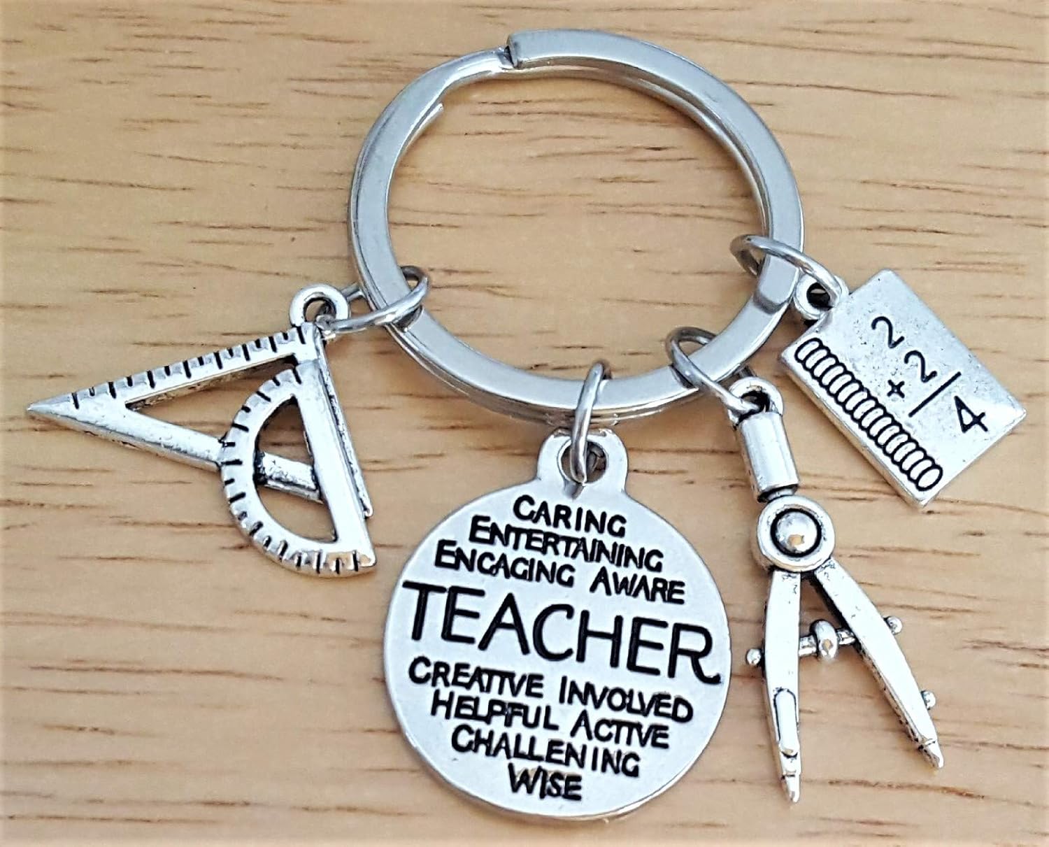 Math Teacher Keychain Engineer Architect Architectural Teacher Coworker Gift Geometry Compass Math Book Ruler Key Ring - Image 2