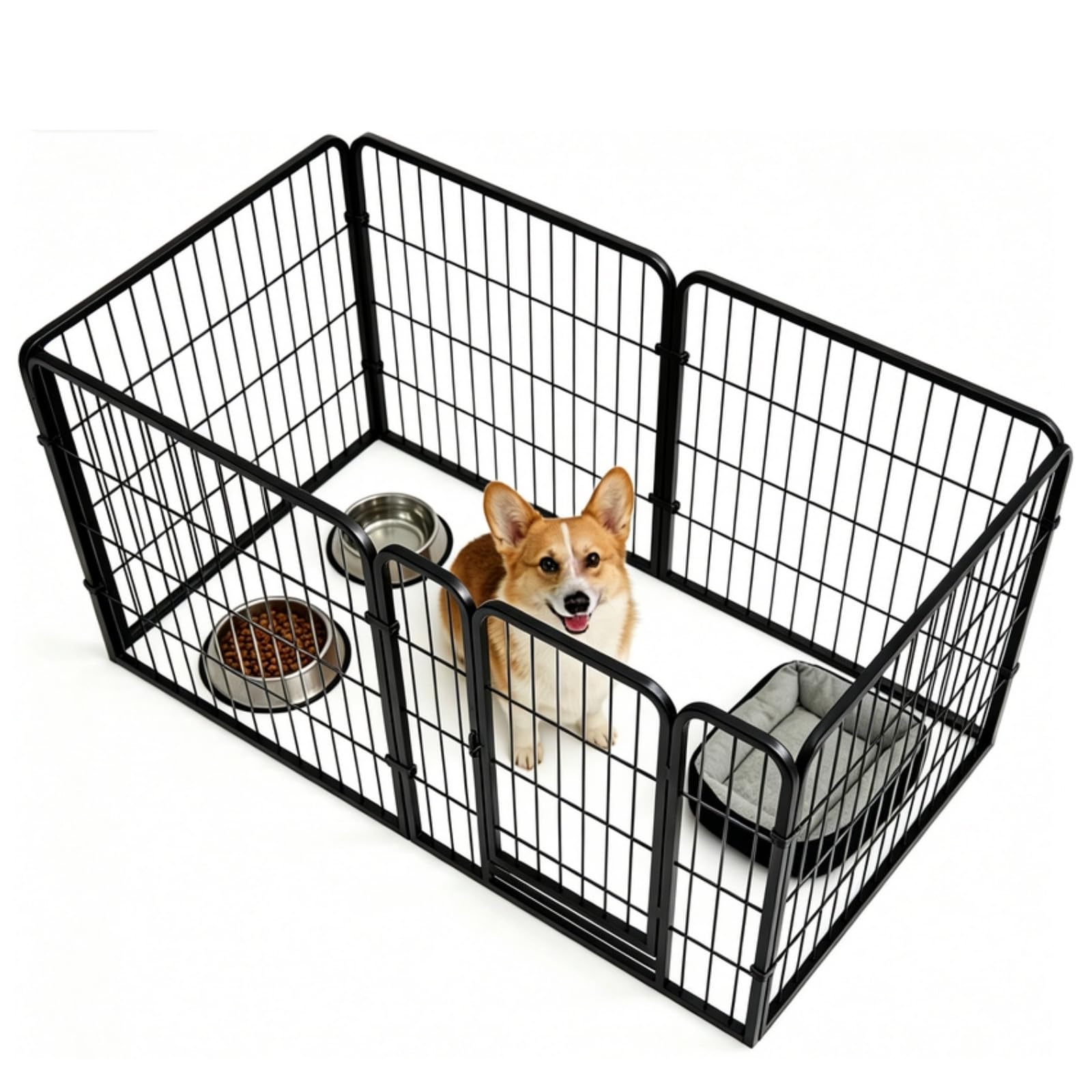 Dog Playpen for Small Dogs Puppy, 6 Panels Dog Pen with Door, High 60cm Indoor Puppy Pen, Portable Detachable Metal Pet Run Enclosures for Puppies, Cats, Rabbits, Dogs,Black, 120x60x60cm (Black)