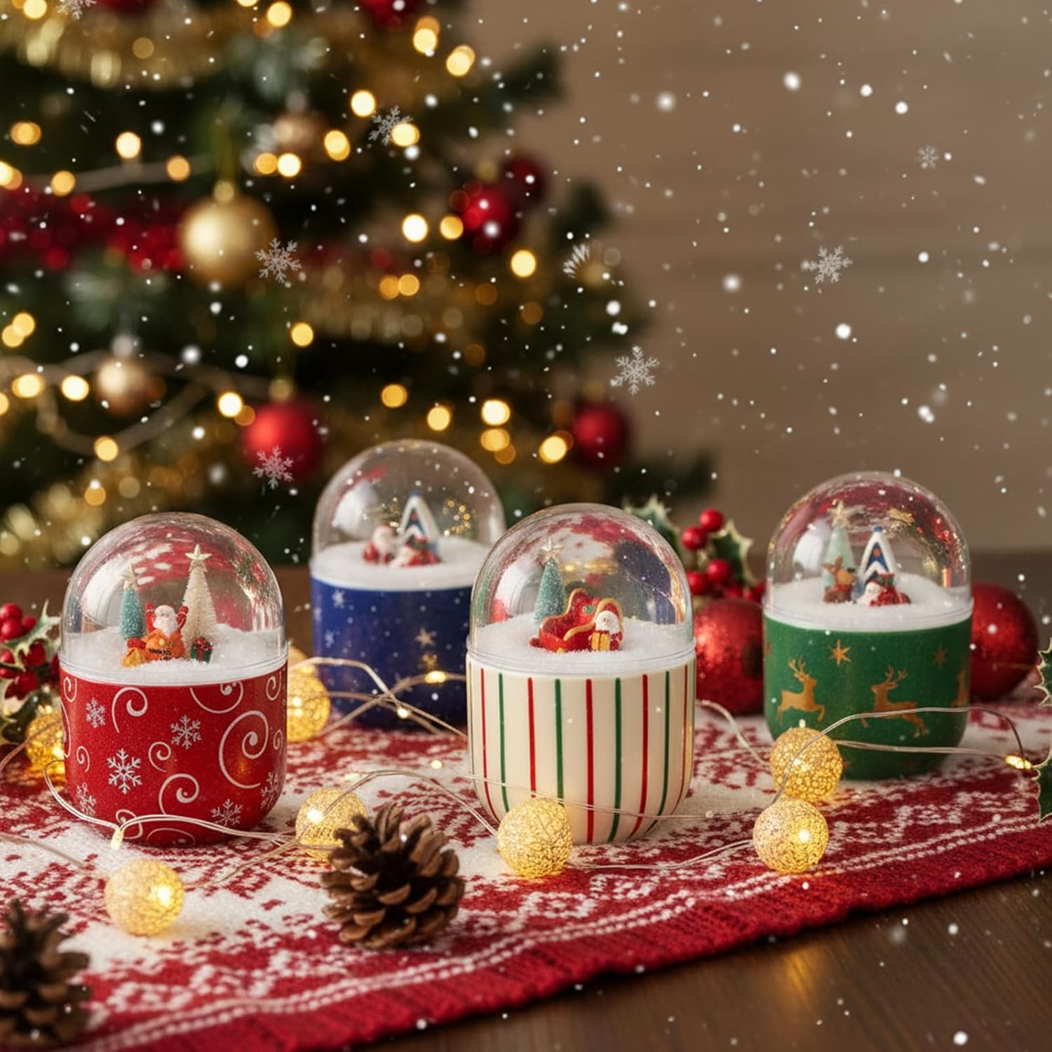 Roowest 150 Pcs Miniature Christmas Figurines for Snow Globe Kit DIY Crafts Mini Resin Ornaments with Santa Claus Stars Snowman Elk Reindeer Mini Christmas Trees Village Decorations