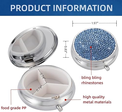 Vista 34 de Organizador de píldoras de viaje, caja de medicina pequeña, lindo contenedor de píldoras para bolso, soporte portátil para píldoras para contener