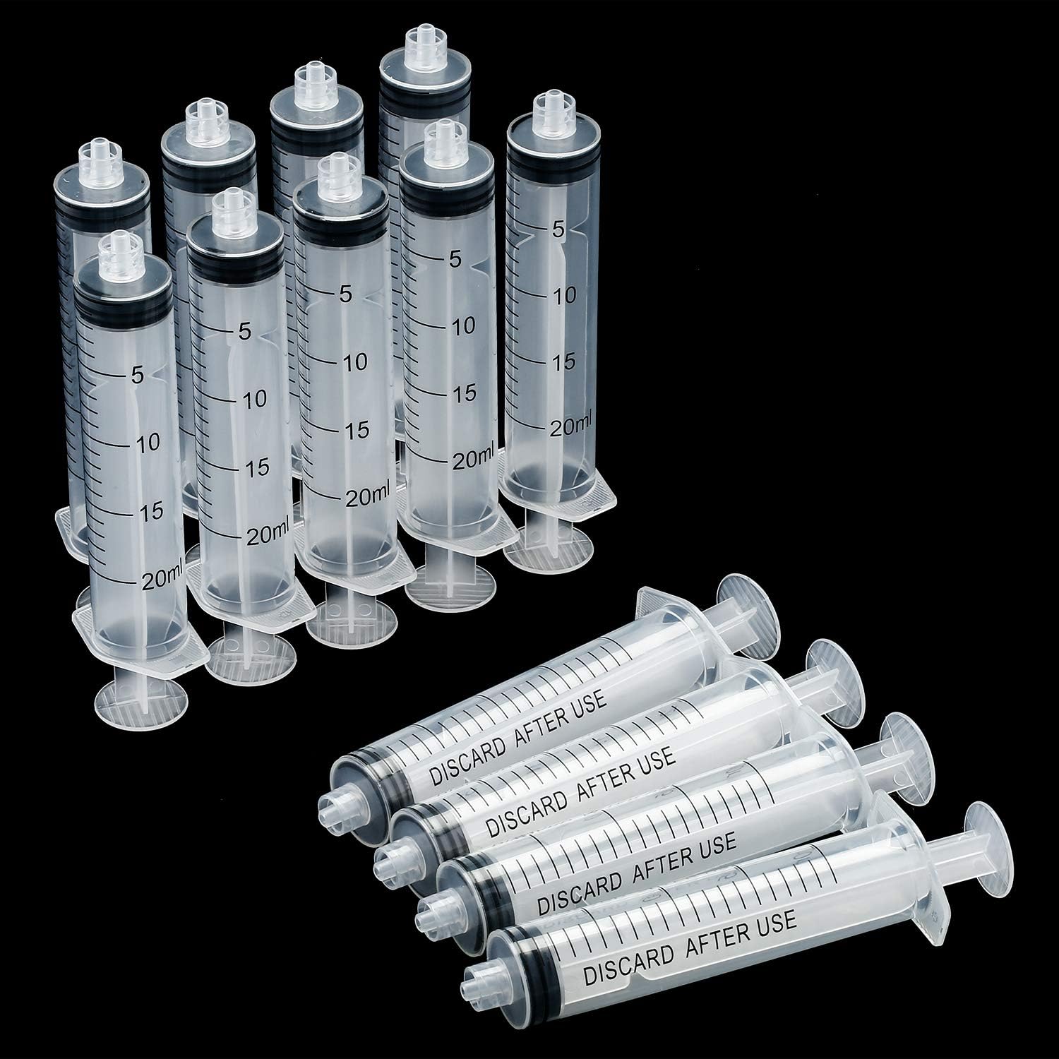 TecUnite 20 Pack Syringe Without Needle, Plastic Curved Syringes for Epoxy Resin, Craft, Feeding Pets Animals, Oil or Glue Applicator