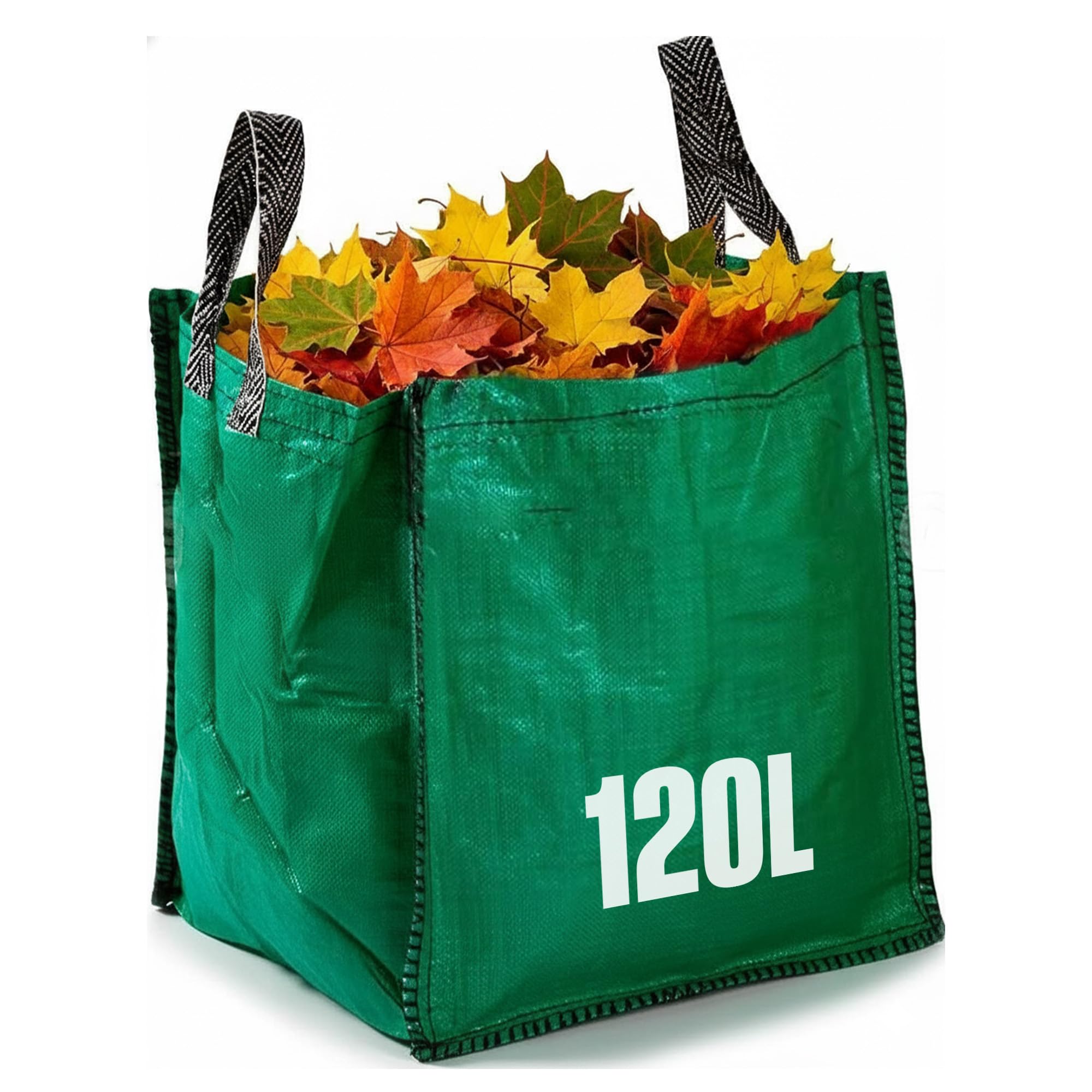 Groundmaster Green Heavy Duty Garden Waste Bag – 120L Polypropylene Refuse Sack – Reinforced Hems, Stitched Handles Extra Strong Waste Bag – Reusable Garden Sack For Leaves, Rubble, And Compost (Pack Of 25)