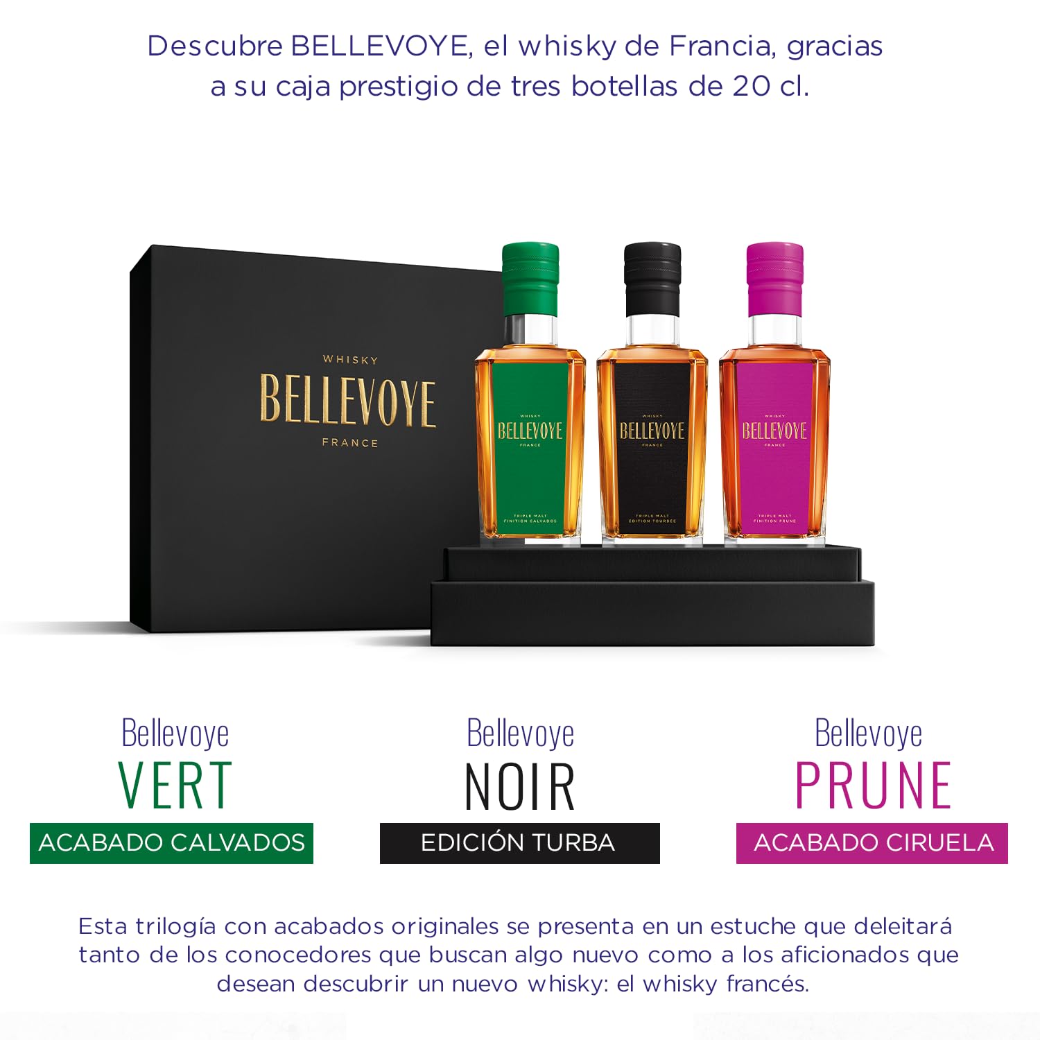 BELLEVOYE - Whisky Triple Malt - Estuche De Regalo Degustación - Descubrimiento - 3 x 200 ml