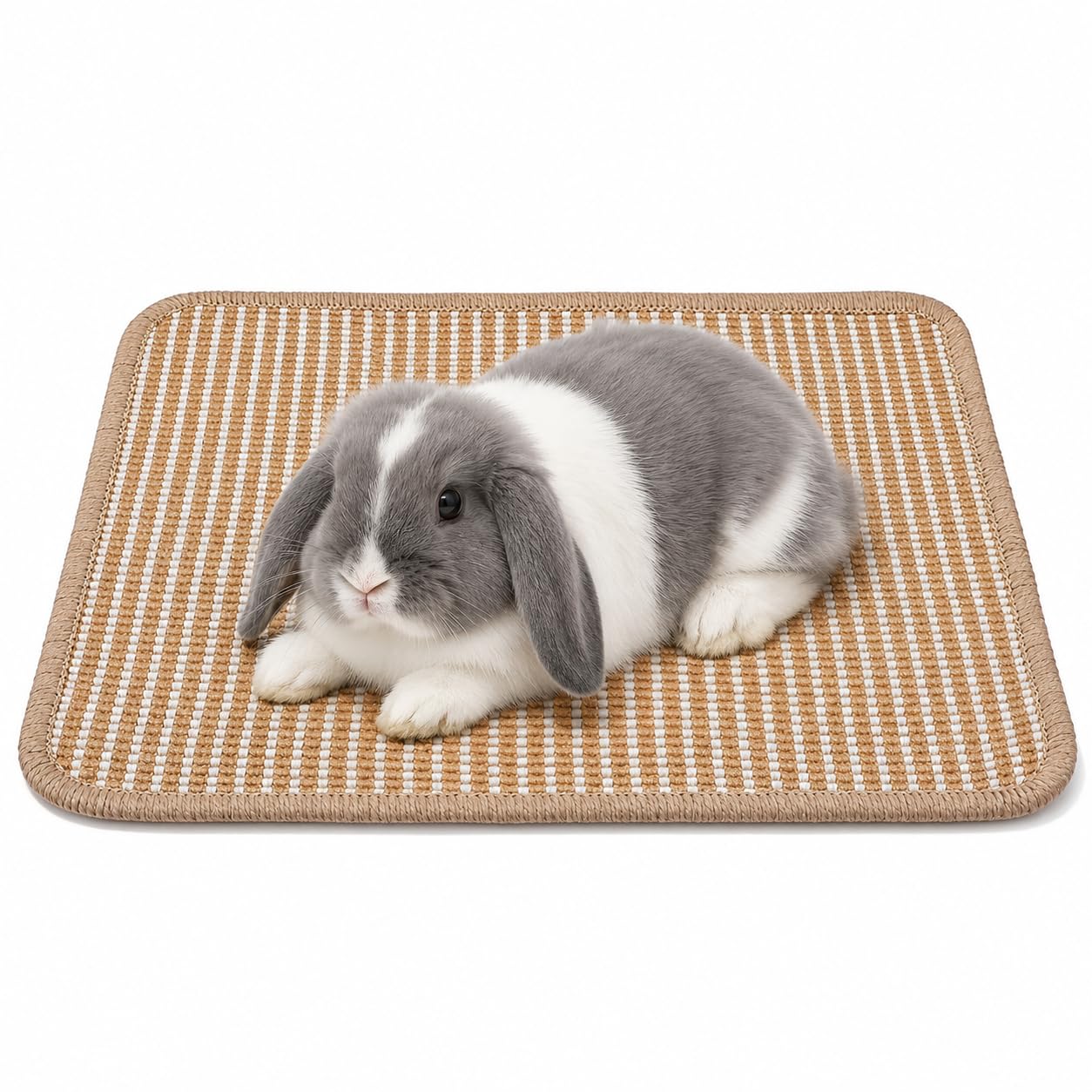 Rabbit Scratching Pad 30x40cm Natural Sisal Bunny Scratch Mat, Chew Toy and Cage Bedding for Small Animals, Durable Woven Pet Mat for Rabbits Guinea Pigs Hamsters Cats Rest Play Area