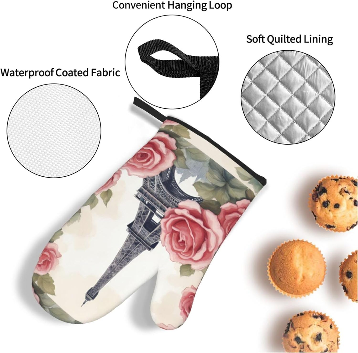 Eiffel Tower Rose Flower Kitchen baking four piece set, fit for cooking and baking, oven, microwave, and outdoor barbecue